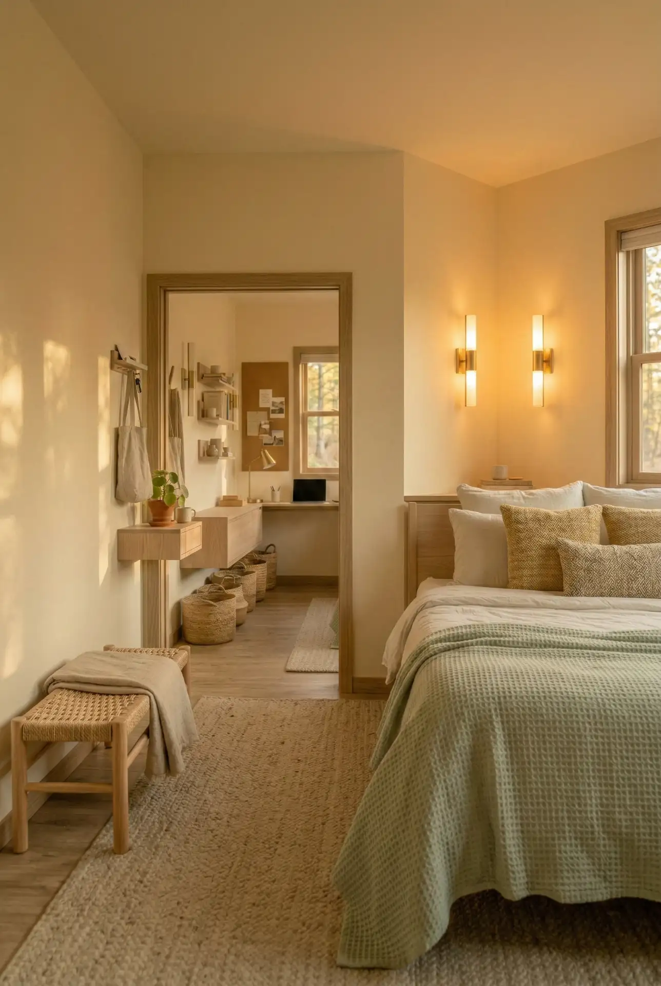 Queen Bed Diagonal Nook With A Clear Entry Line 2