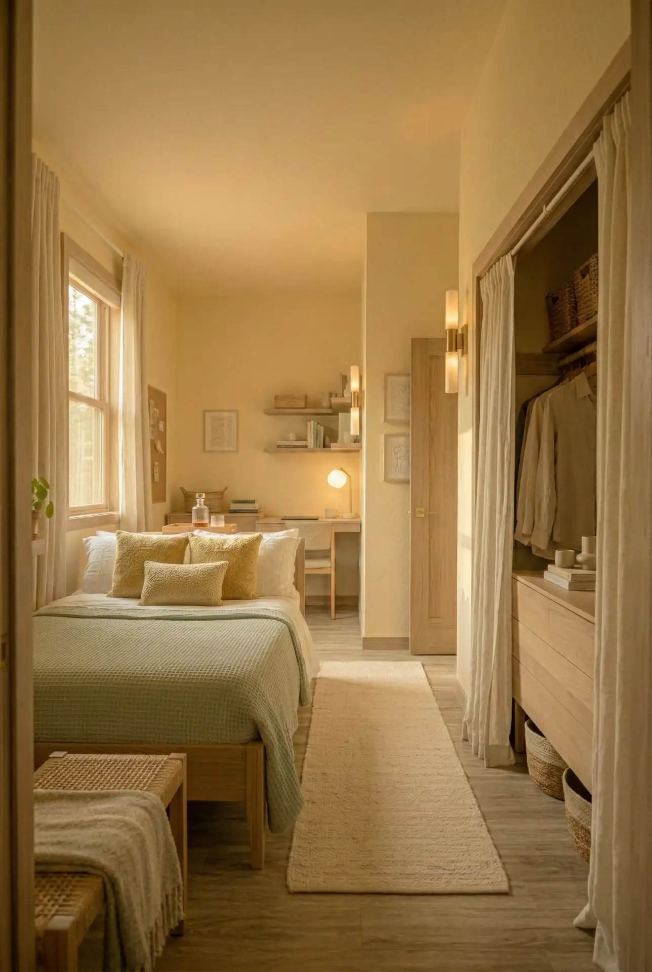 Queen Bed With One-Panel Desk And Hidden Storage 2