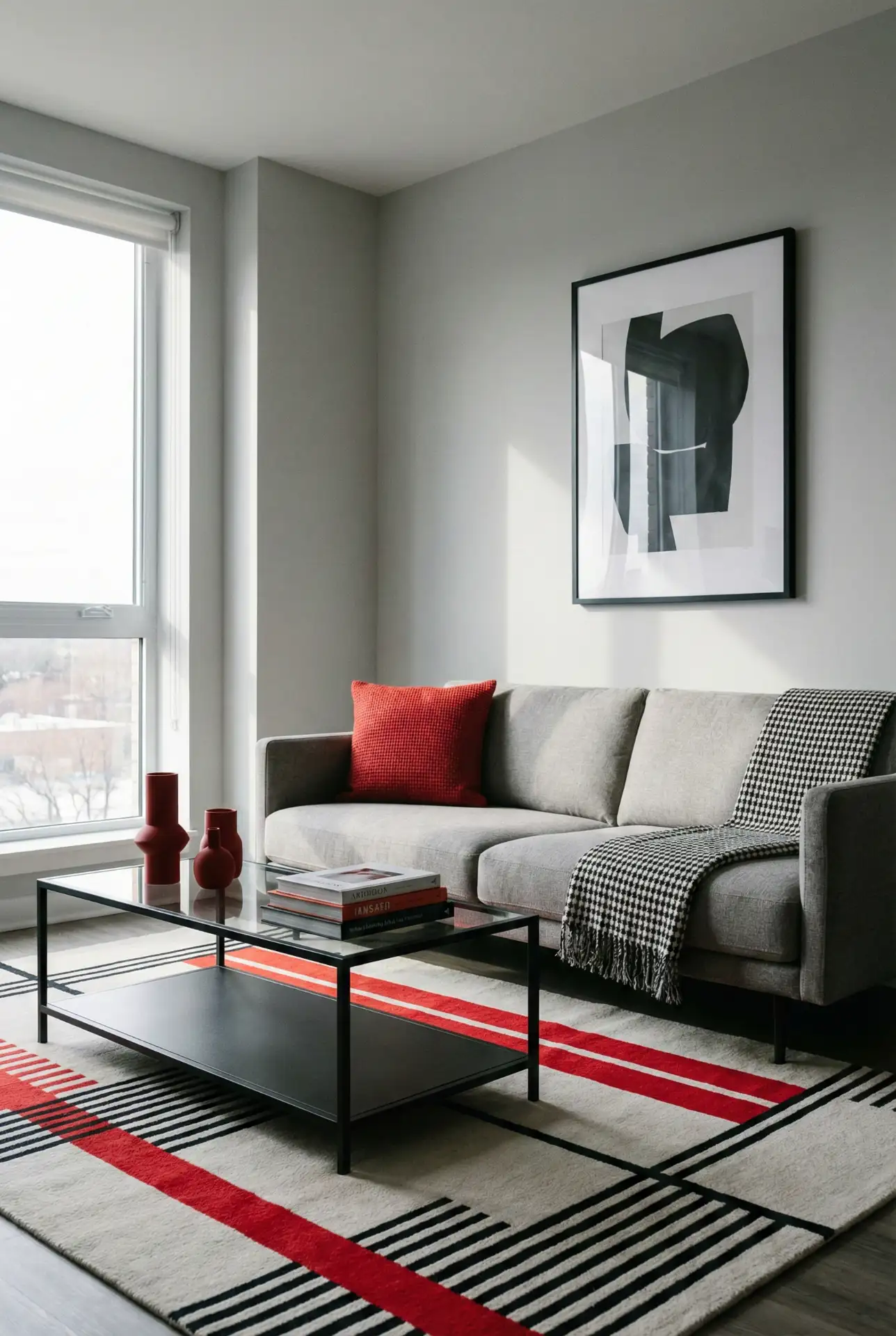 Red And Grey With Graphic Red-Black Accents 1