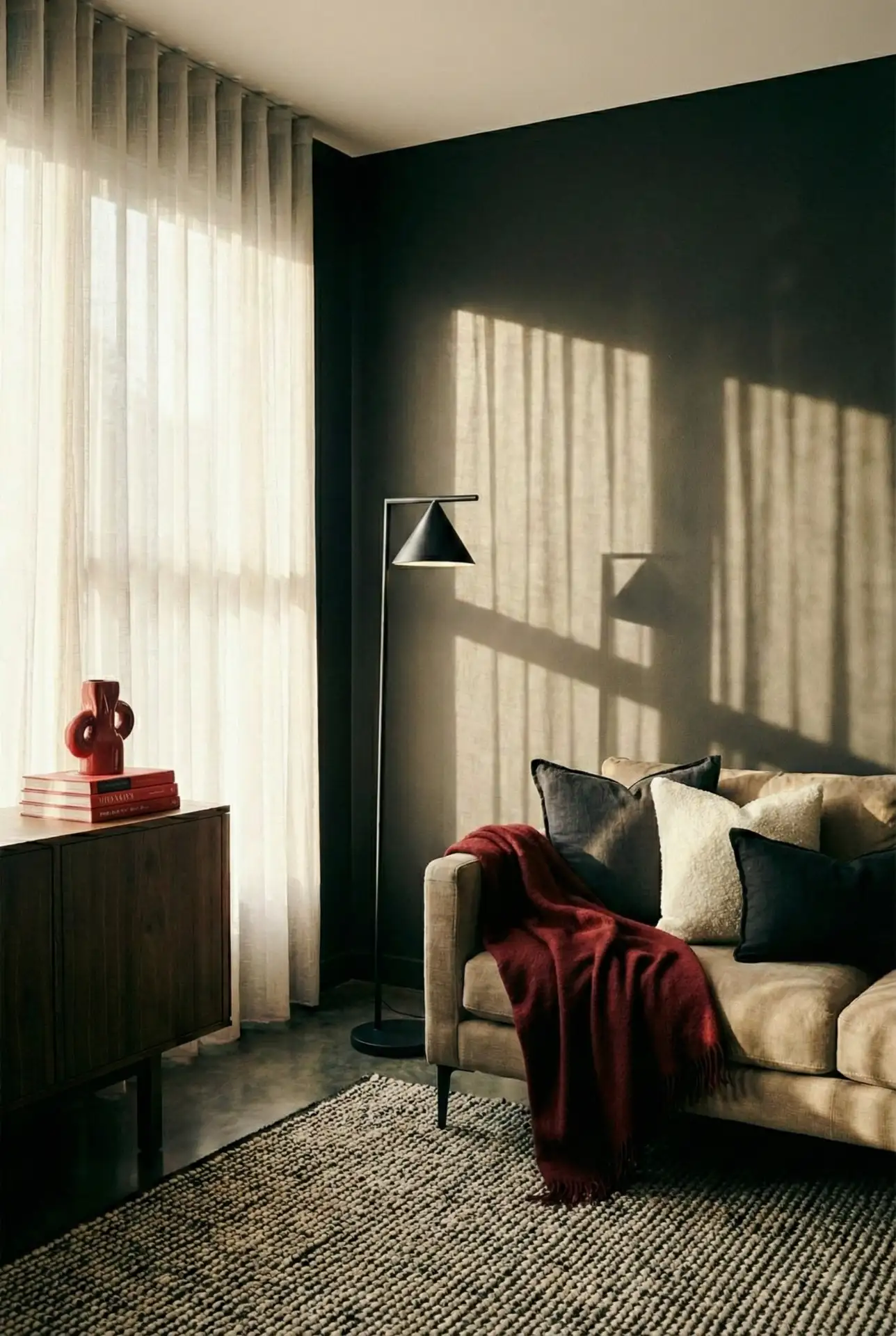 Red Black Accents In A Contemporary Grey Setting 2