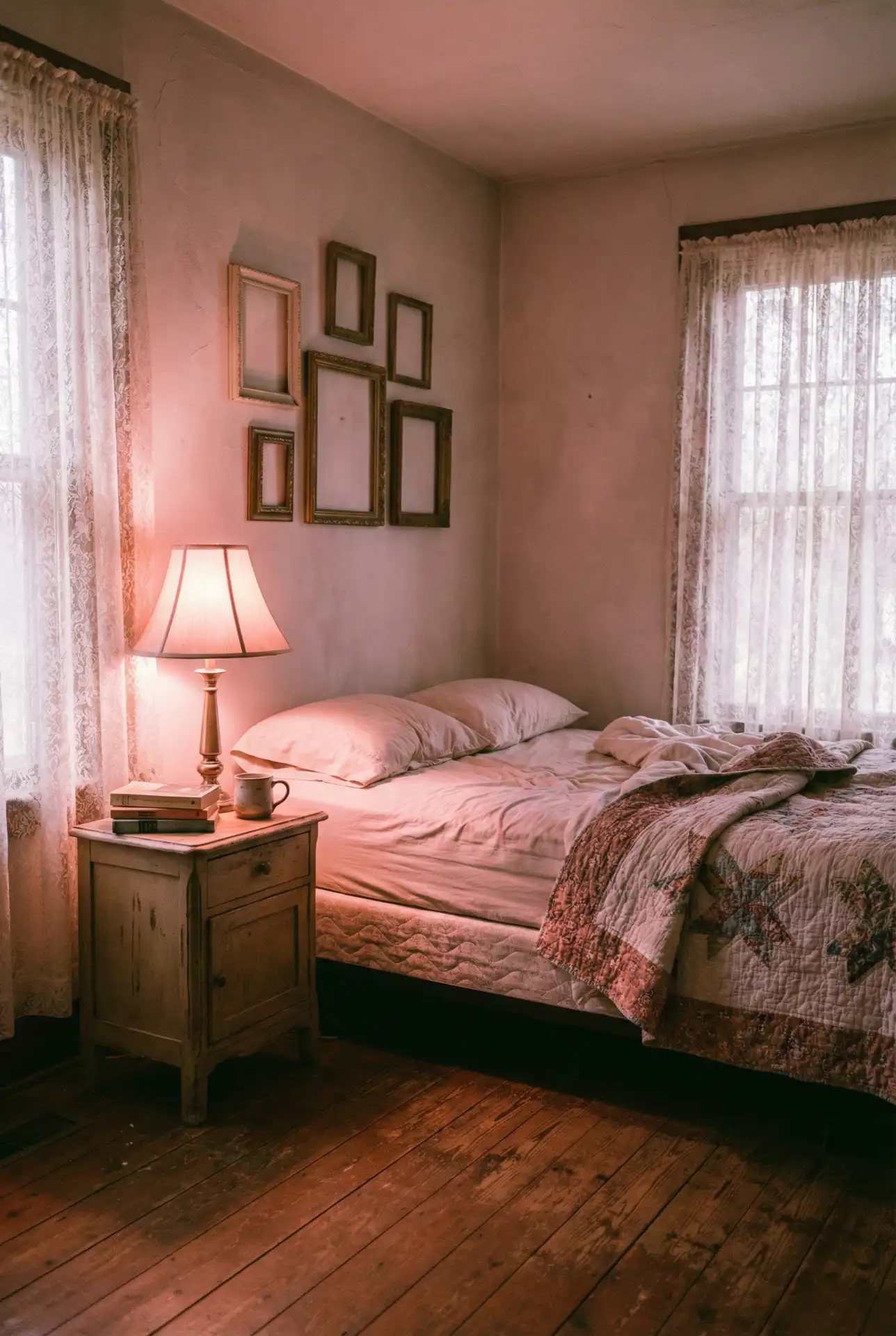 Romantic Ruffled Bedding With Soft Pink Glow 1