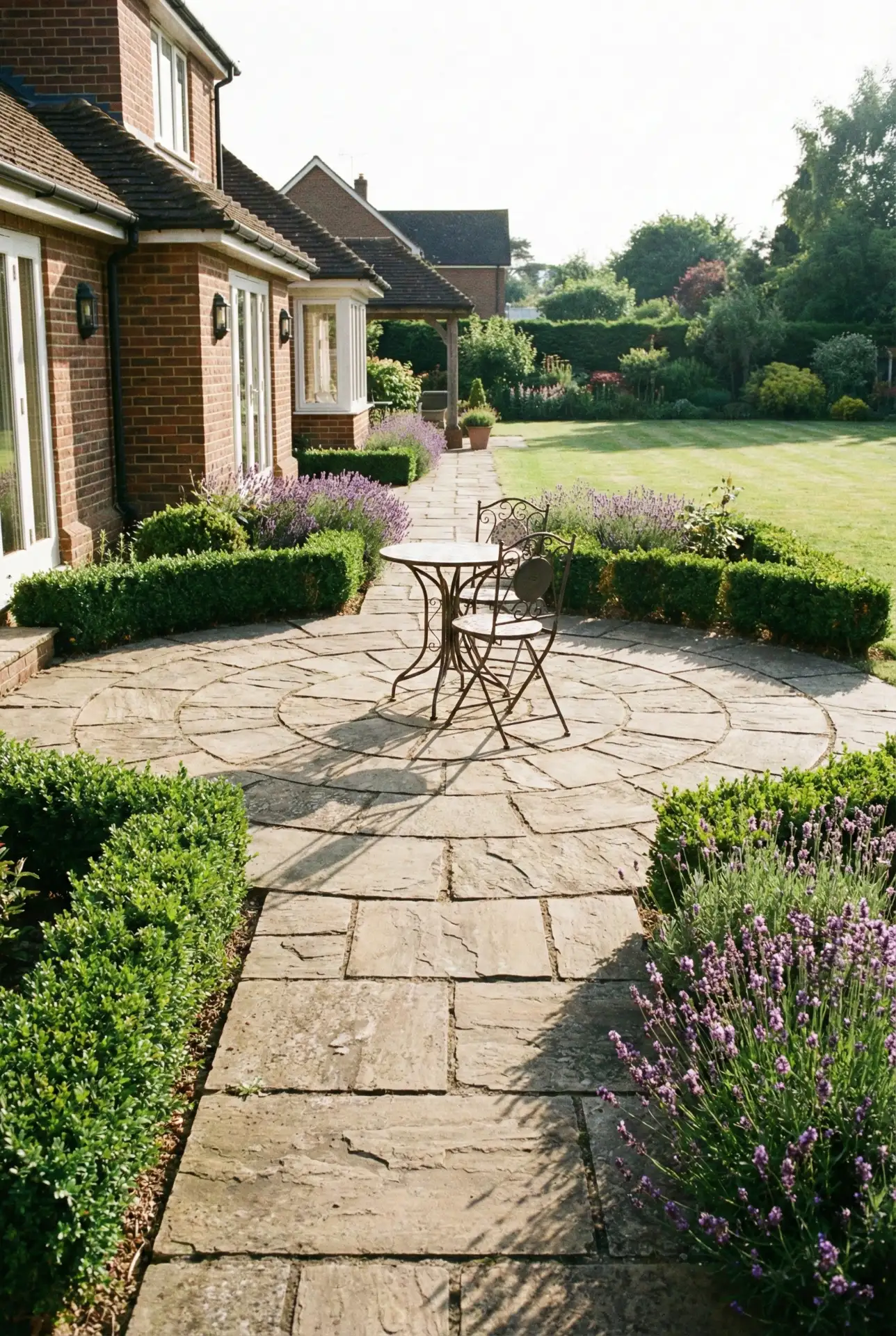 Round Paver Patio With Smooth Walkway Connection 1