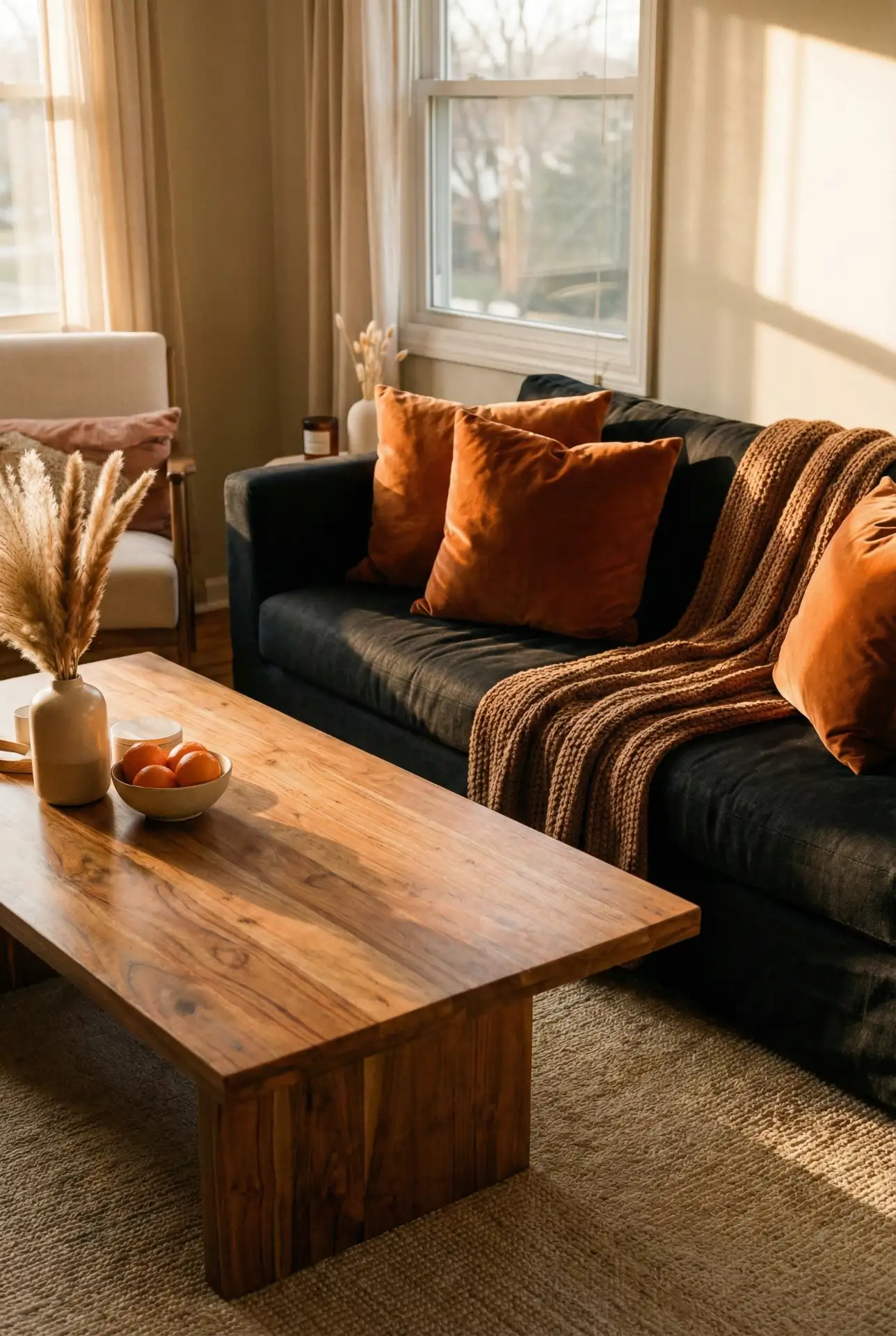 Rustic Farmhouse Meets Black Sofa Edge 2
