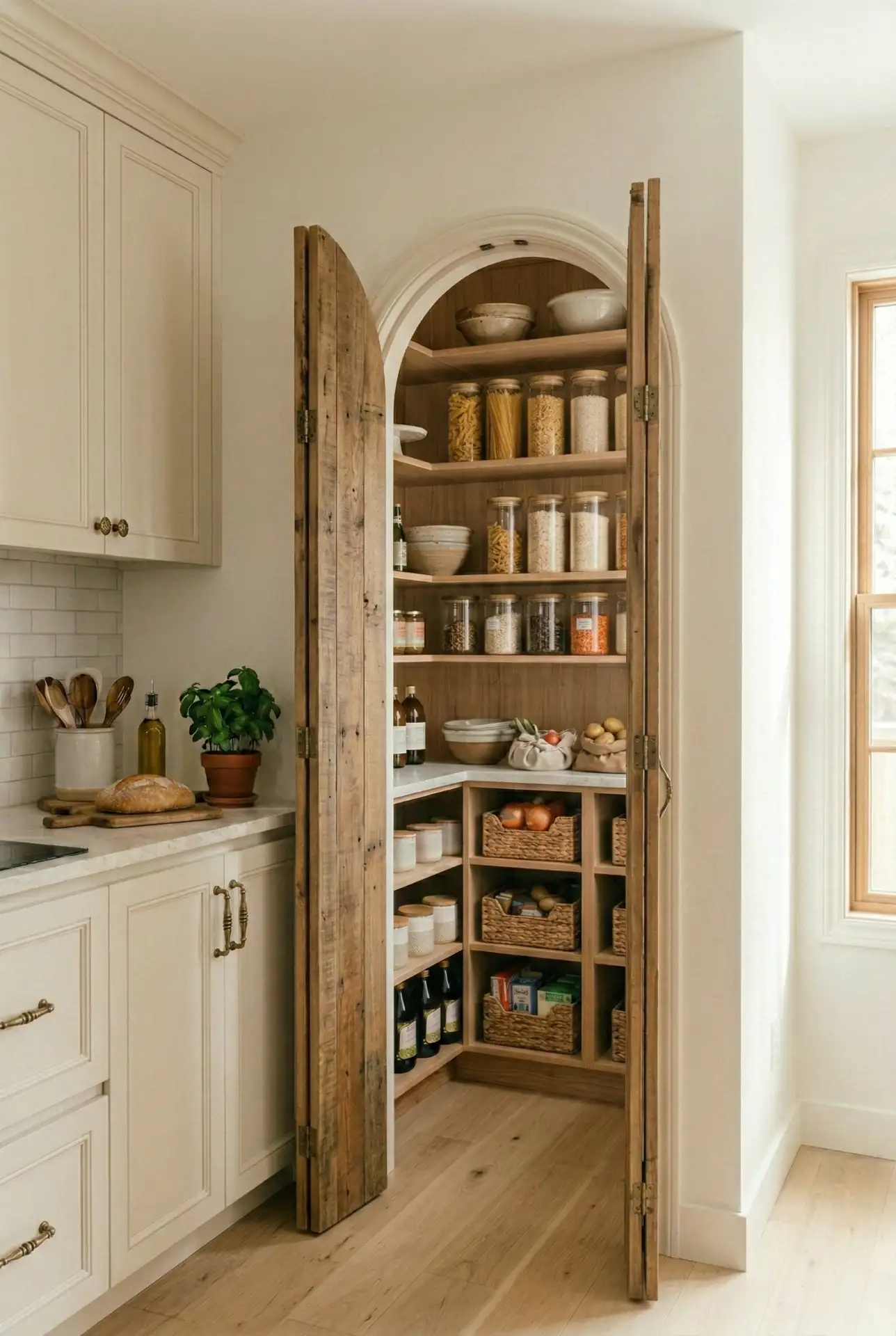 Rustic Wooden Bifold Pantry Door 1