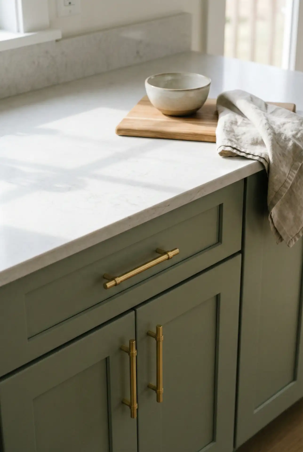 Sage Cabinet Refresh With Swapped Hardware And Styled Accessories 1