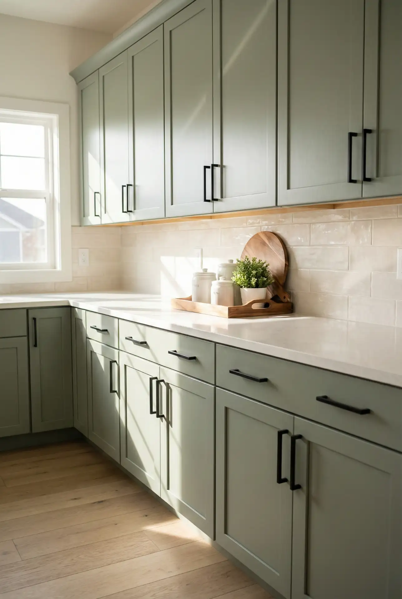 Sage Cabinet Refresh With Swapped Hardware And Styled Accessories 2