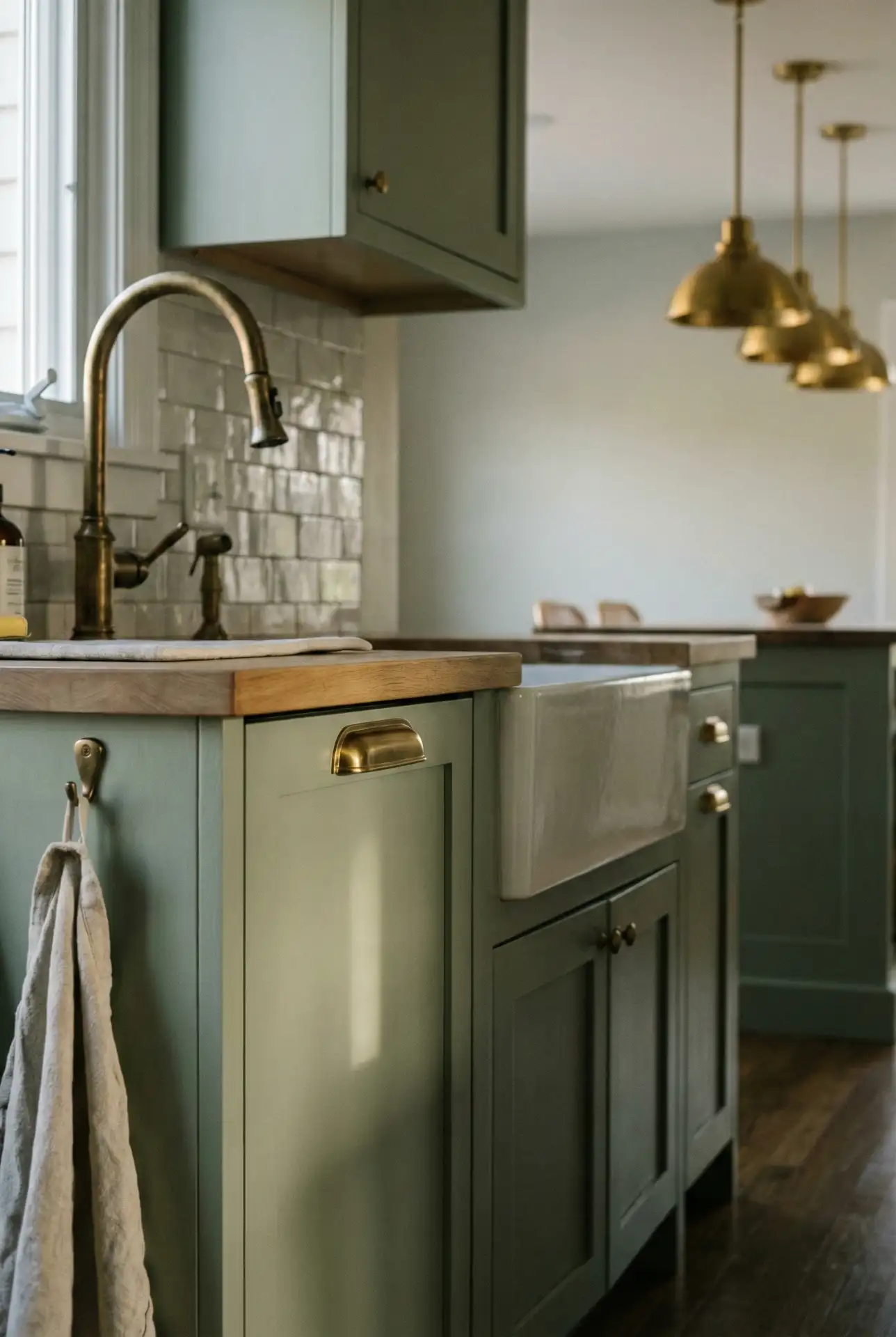 Sage Kitchen With Mixed Metal Hardware 2