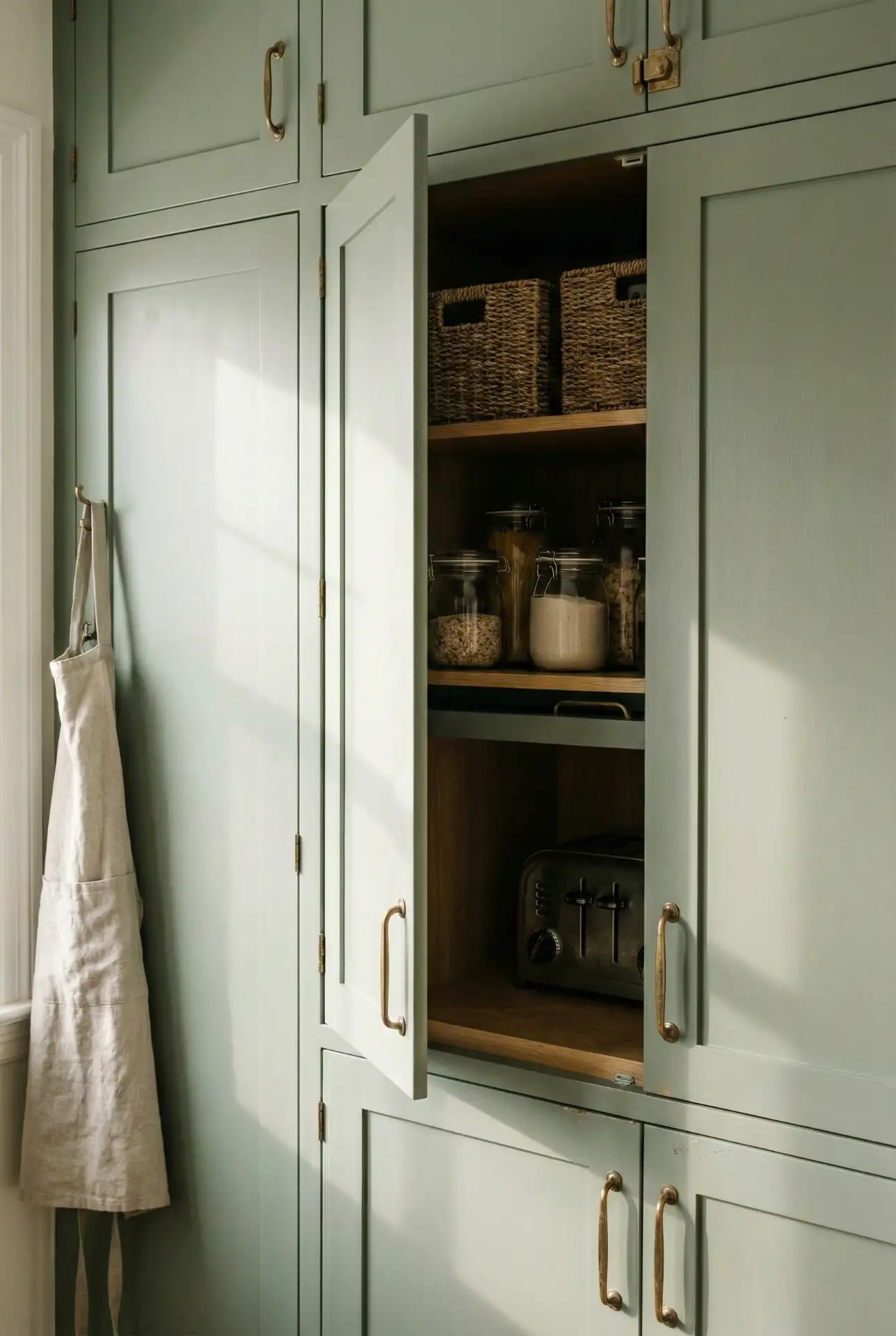 Sage Pantry Wall With Hidden Storage 2