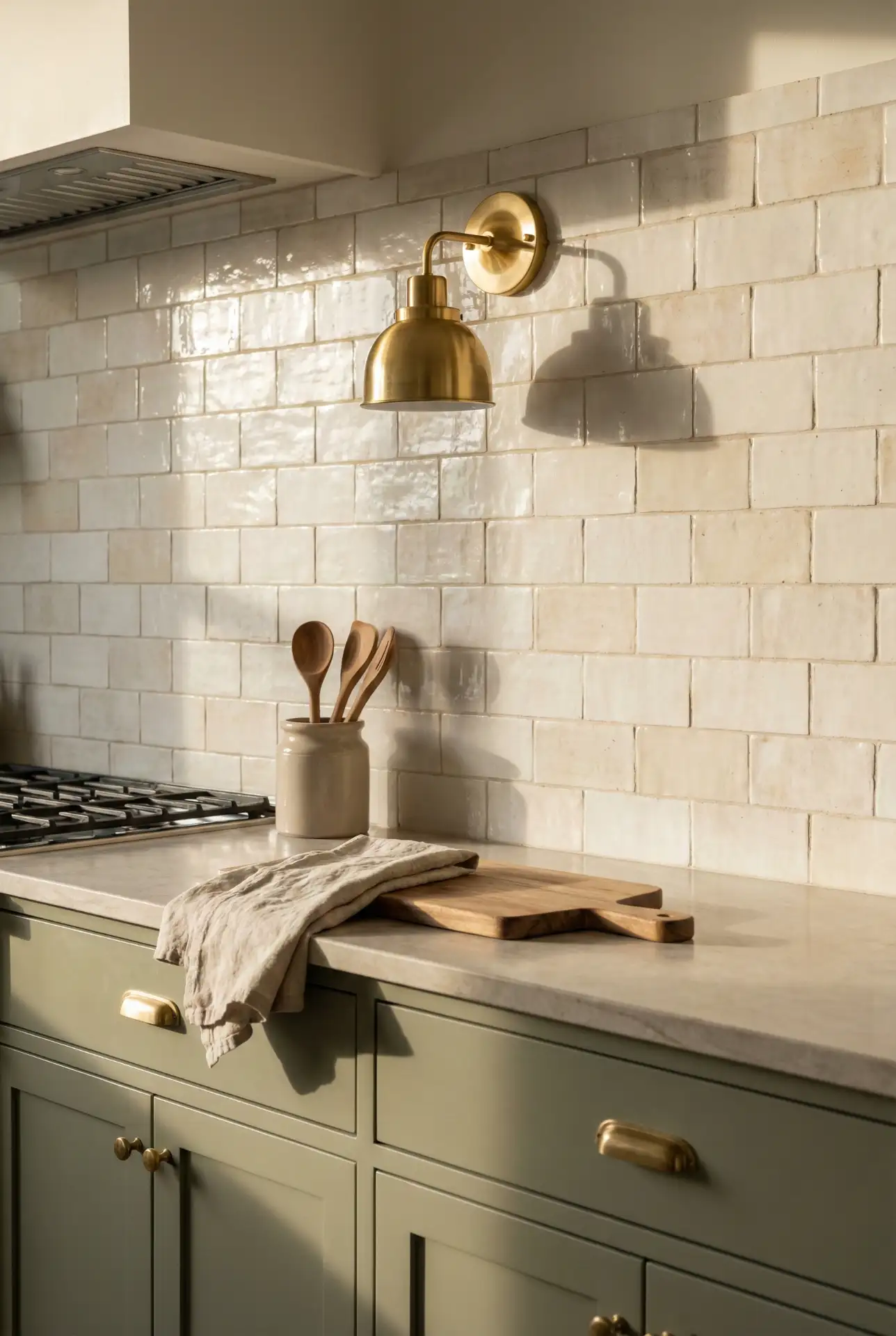 Sage Tile Backsplash That Matches The Cabinet Undertone 2