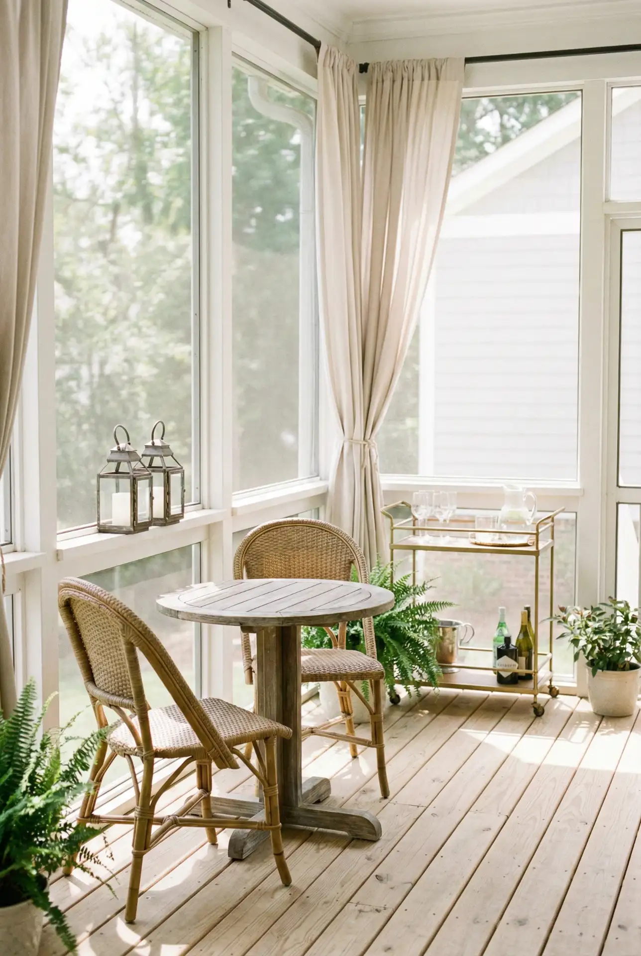 Screened-In Condo Patio With Cafe Lighting 2