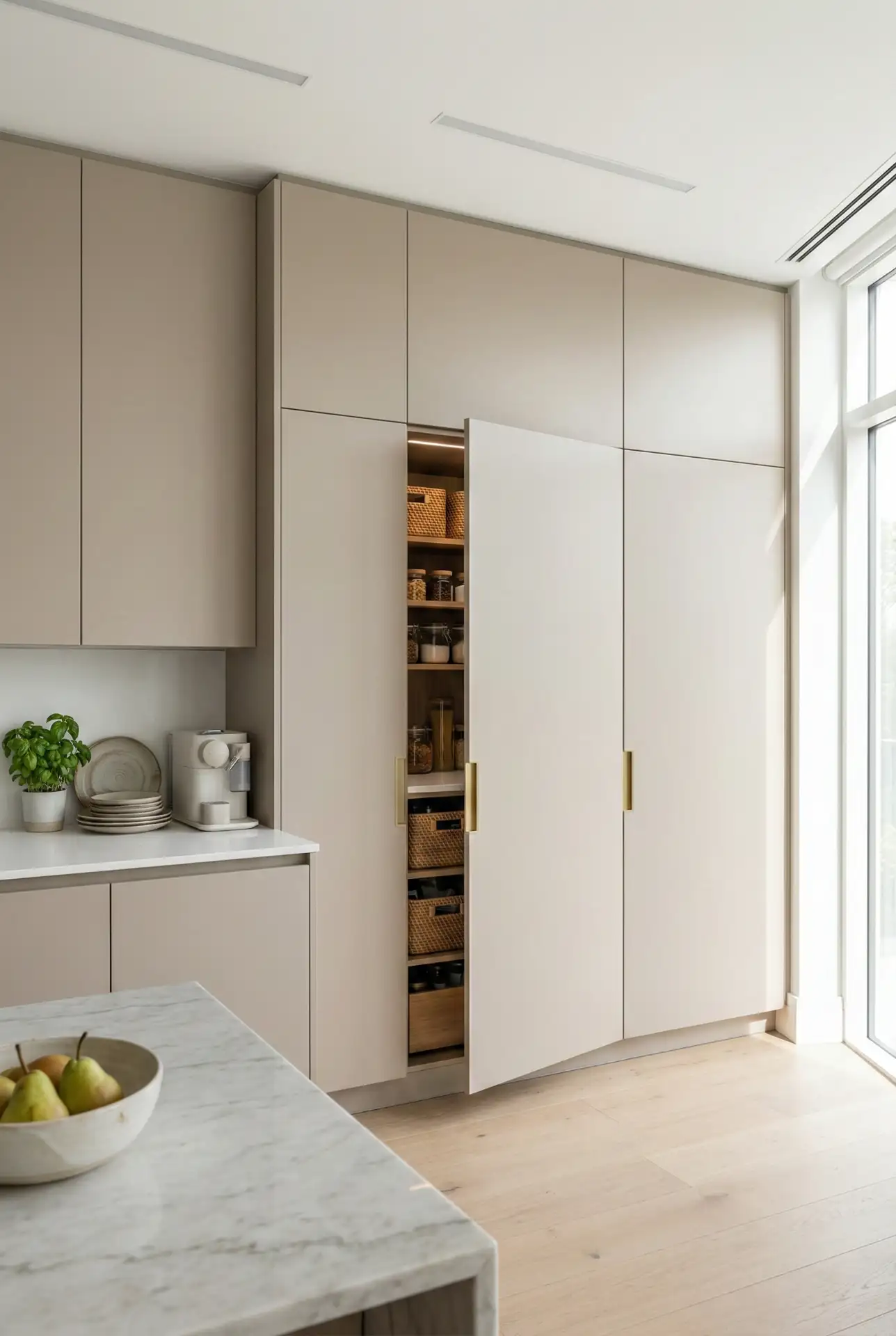 Secret Panel Pantry Door with Built-In Cabinetry 1