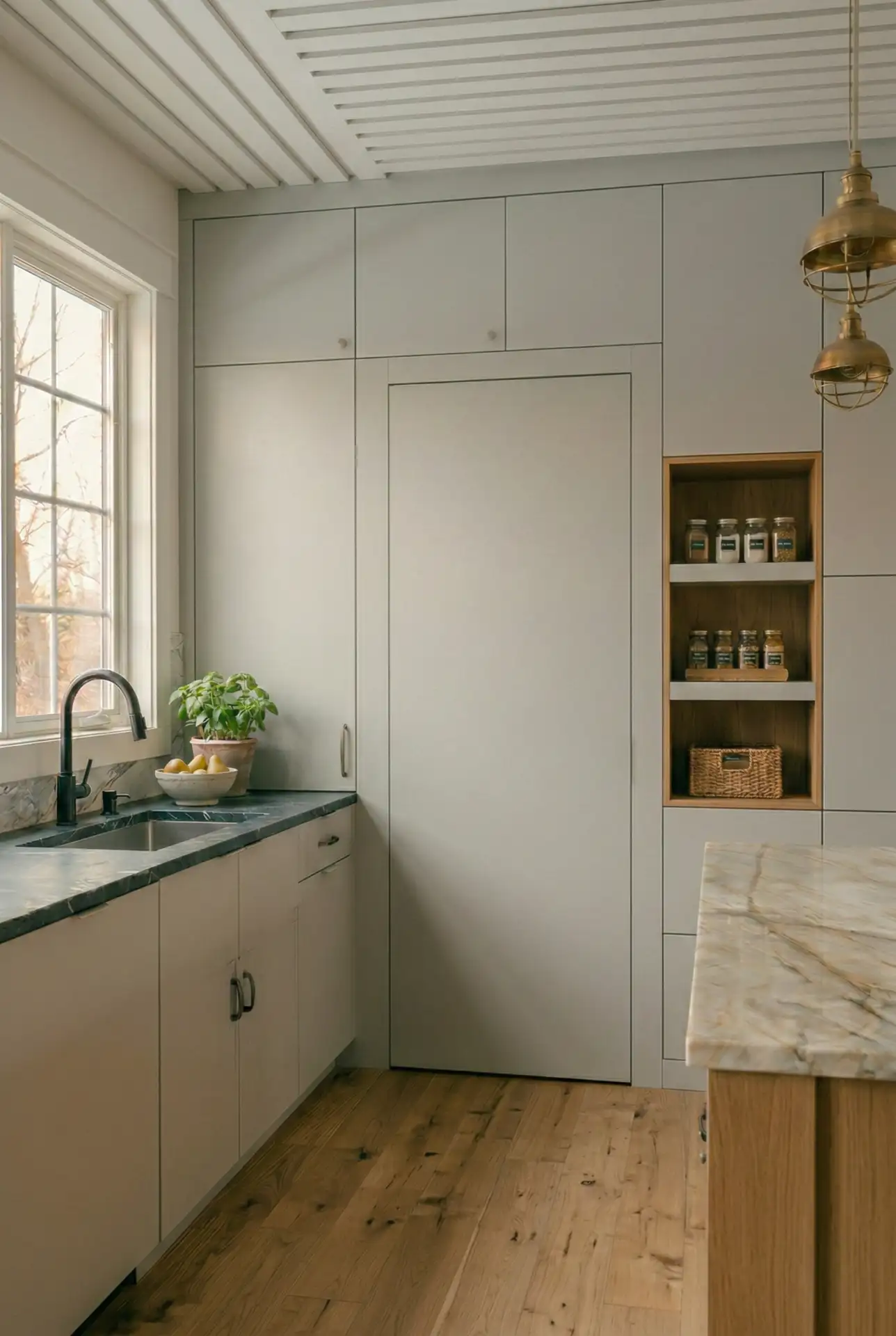 Secret Panel Pantry Door with Built-In Cabinetry 2