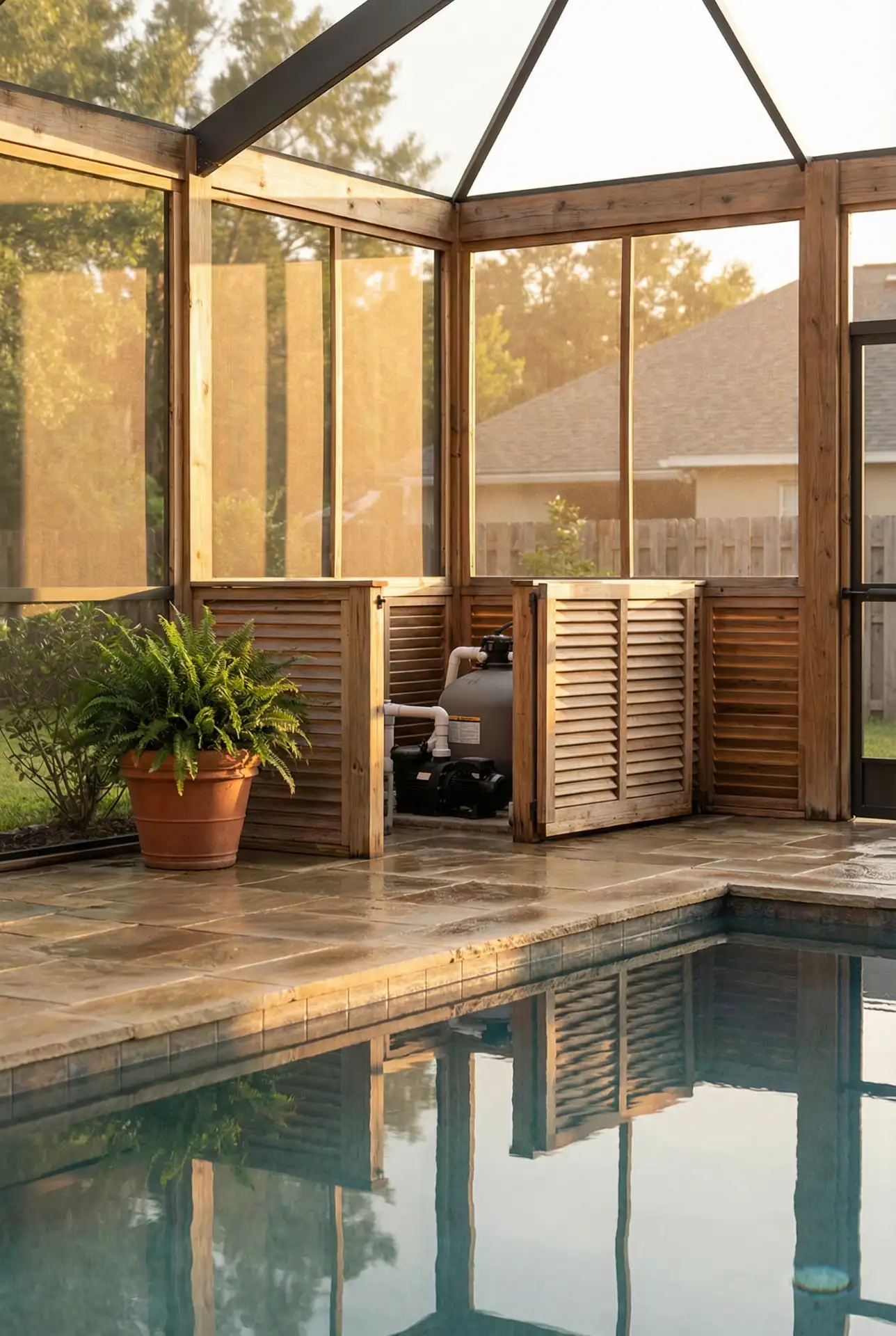 Semi-Inground Pool with Hidden Pump Corner 2