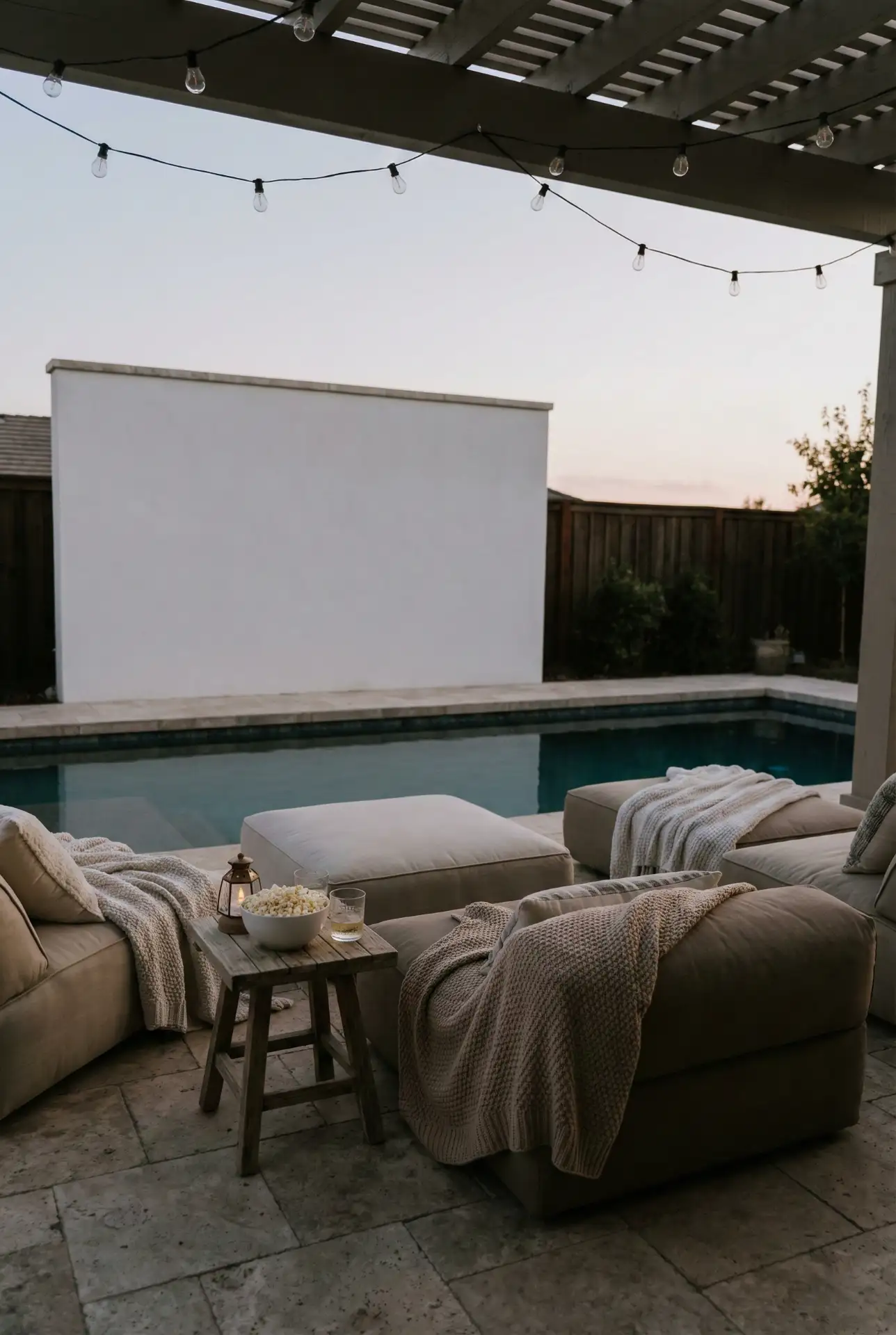 Simple Outdoor Movie Zone Beside The Pool 1