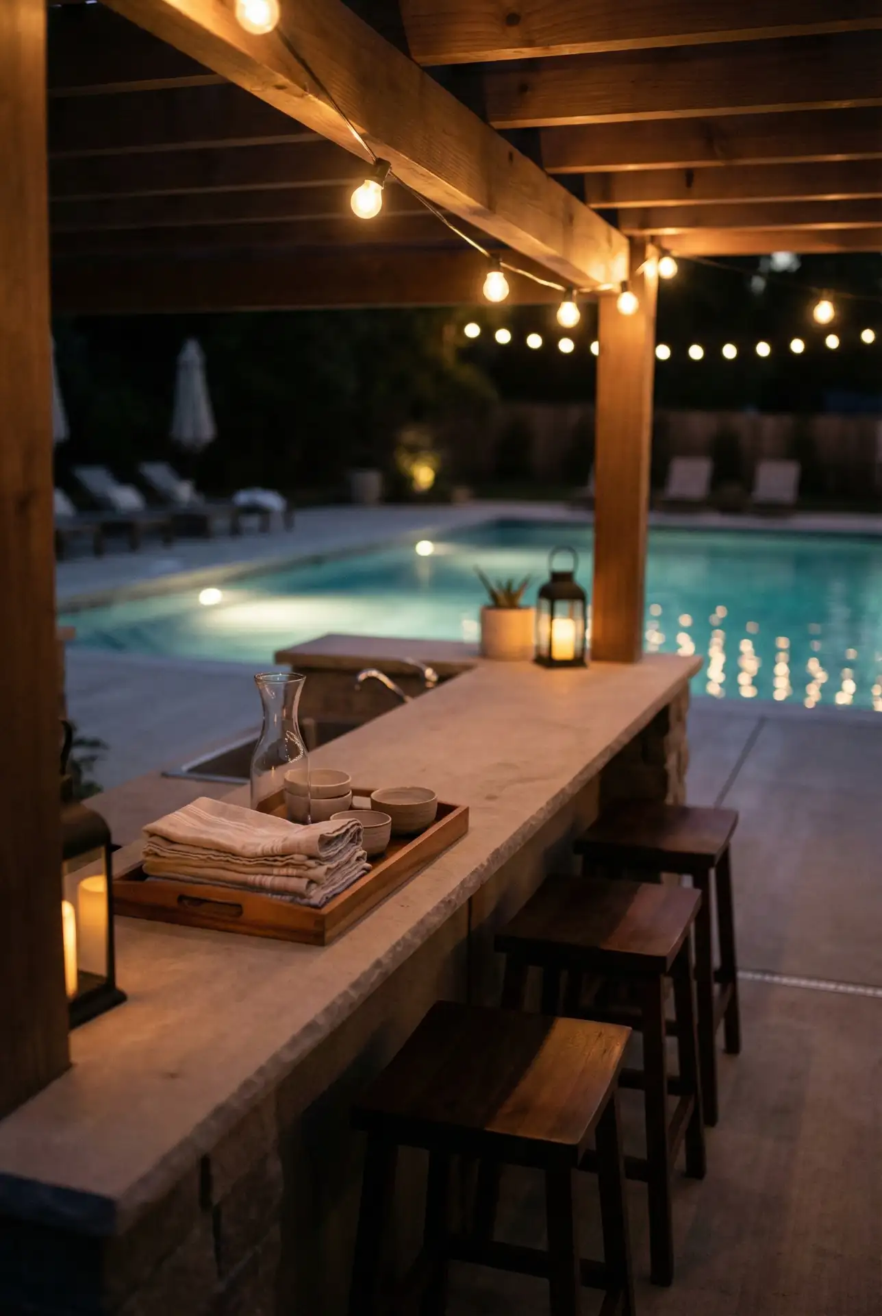 Simple Pergola Bar With Pool View On A Budget 2