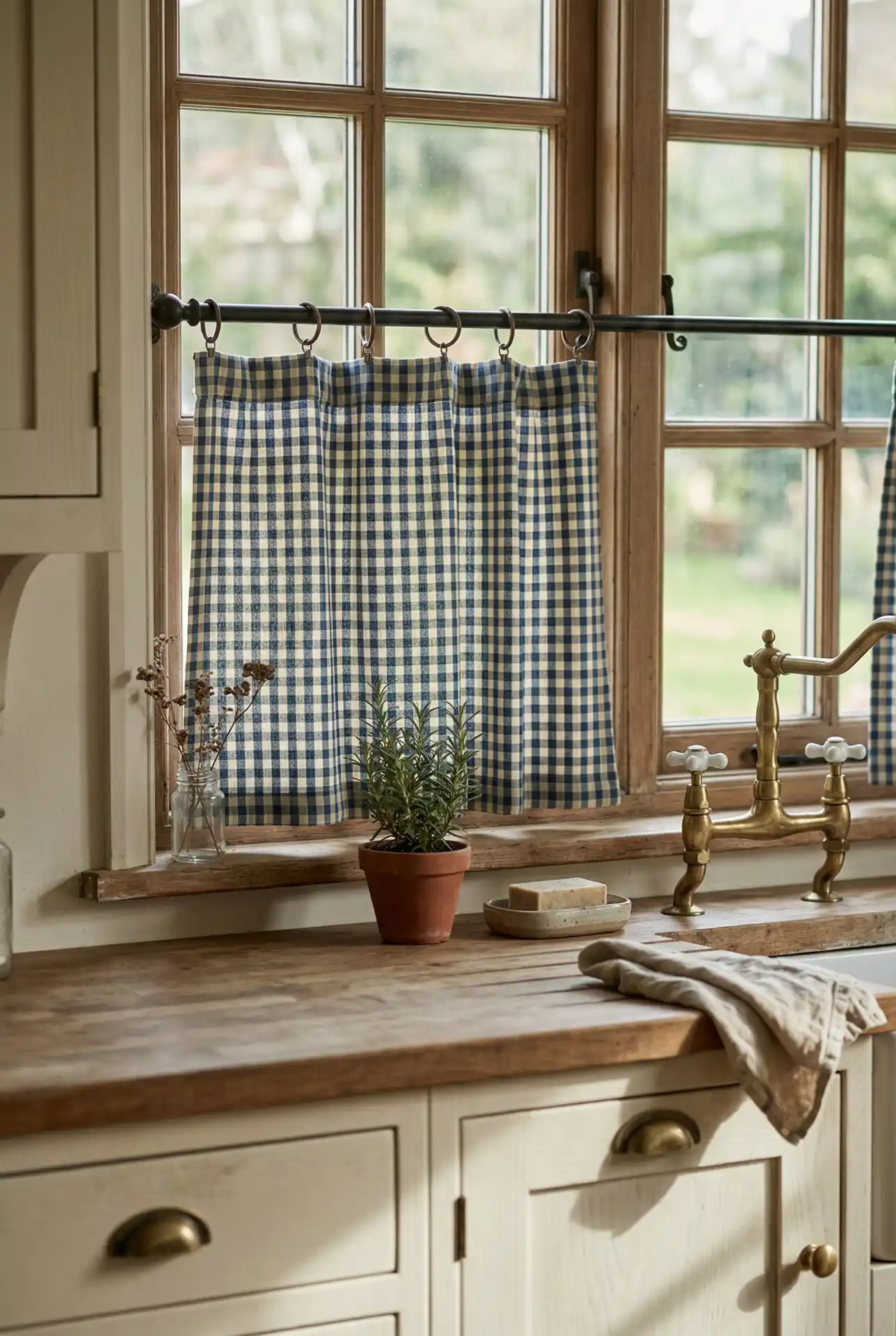 Sink Curtain With Classic Gingham For A Cottage Feel 2