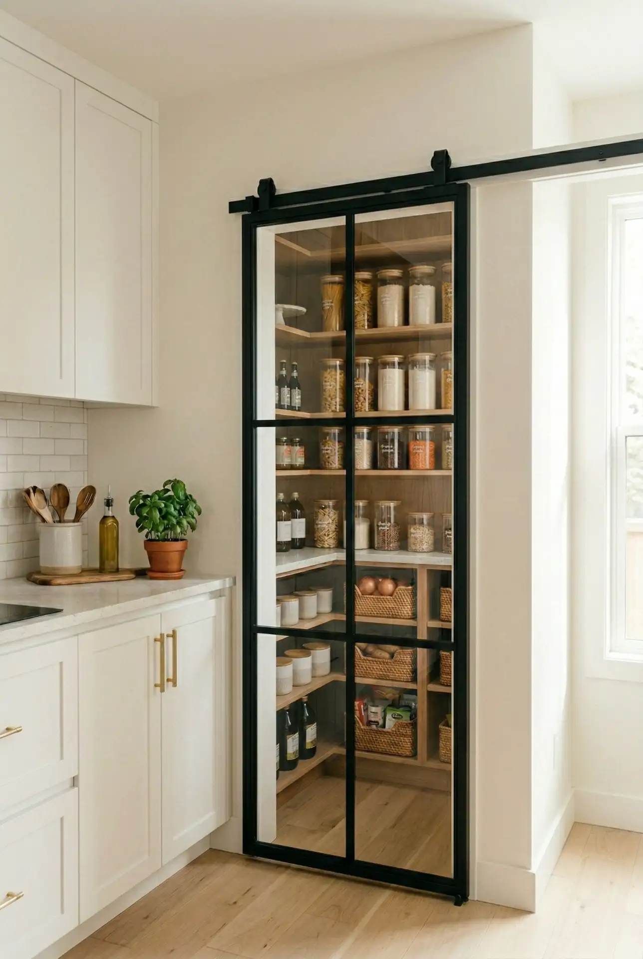 Sliding Black Steel Pantry Door 1