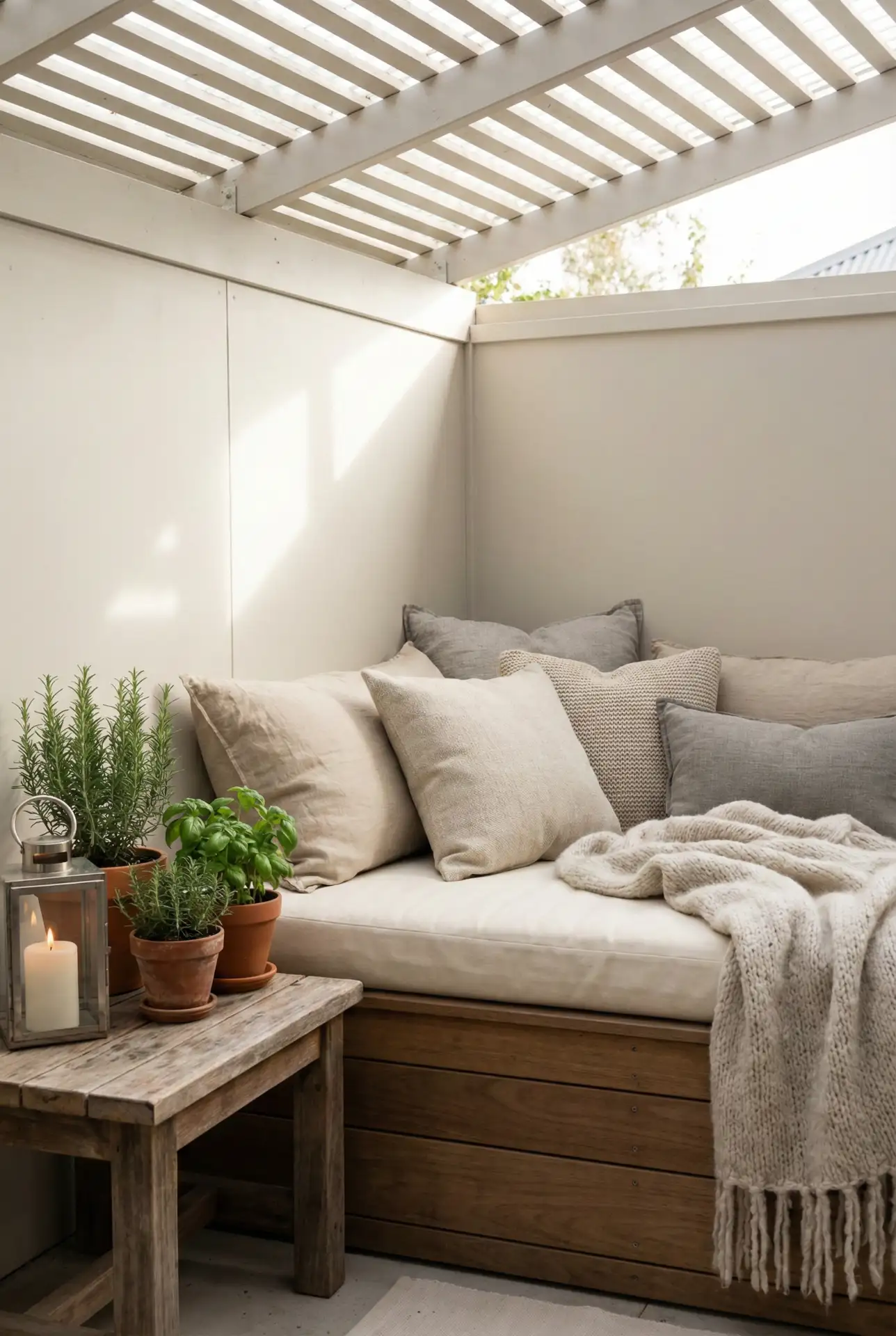 Small Covered Reading Patio With Daybed Feel 1