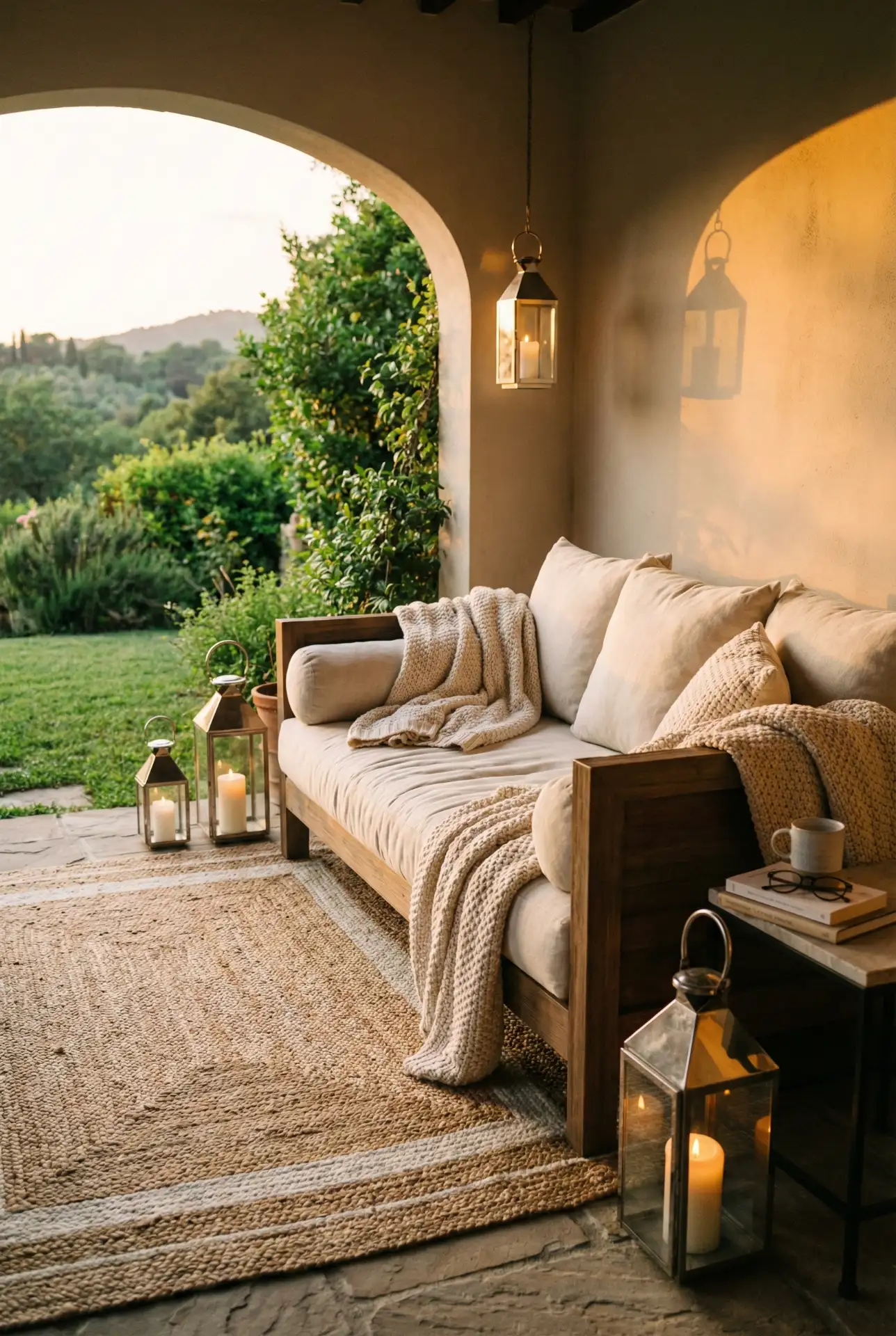 Small Covered Reading Patio With Daybed Feel 2