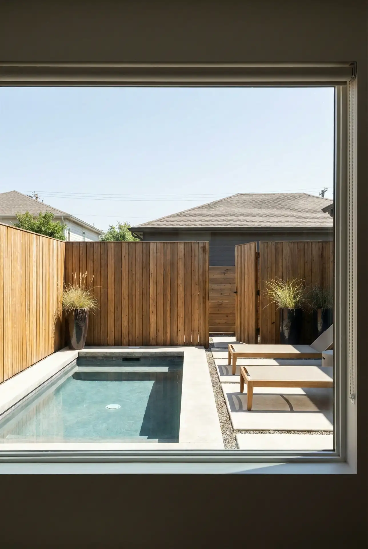Small-Yard-Dip Pool With Privacy Screens 2