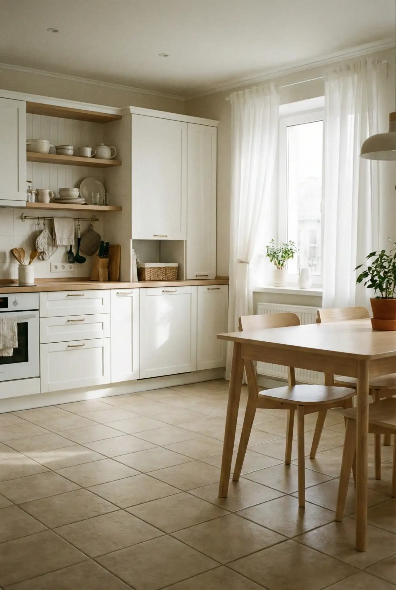 Soft Beige and White Tile Calm 1