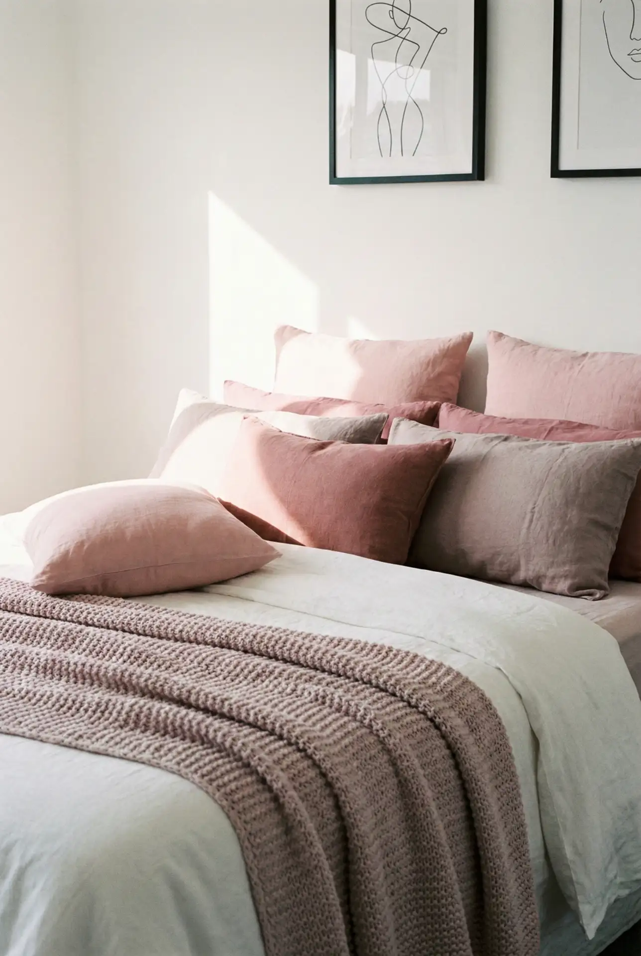 Soft White Bedroom With Pink Haze Textiles 2