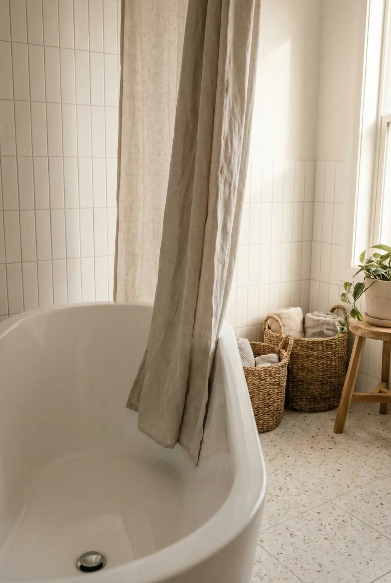 Soft White Shower With A Curtain For Flexibility 1