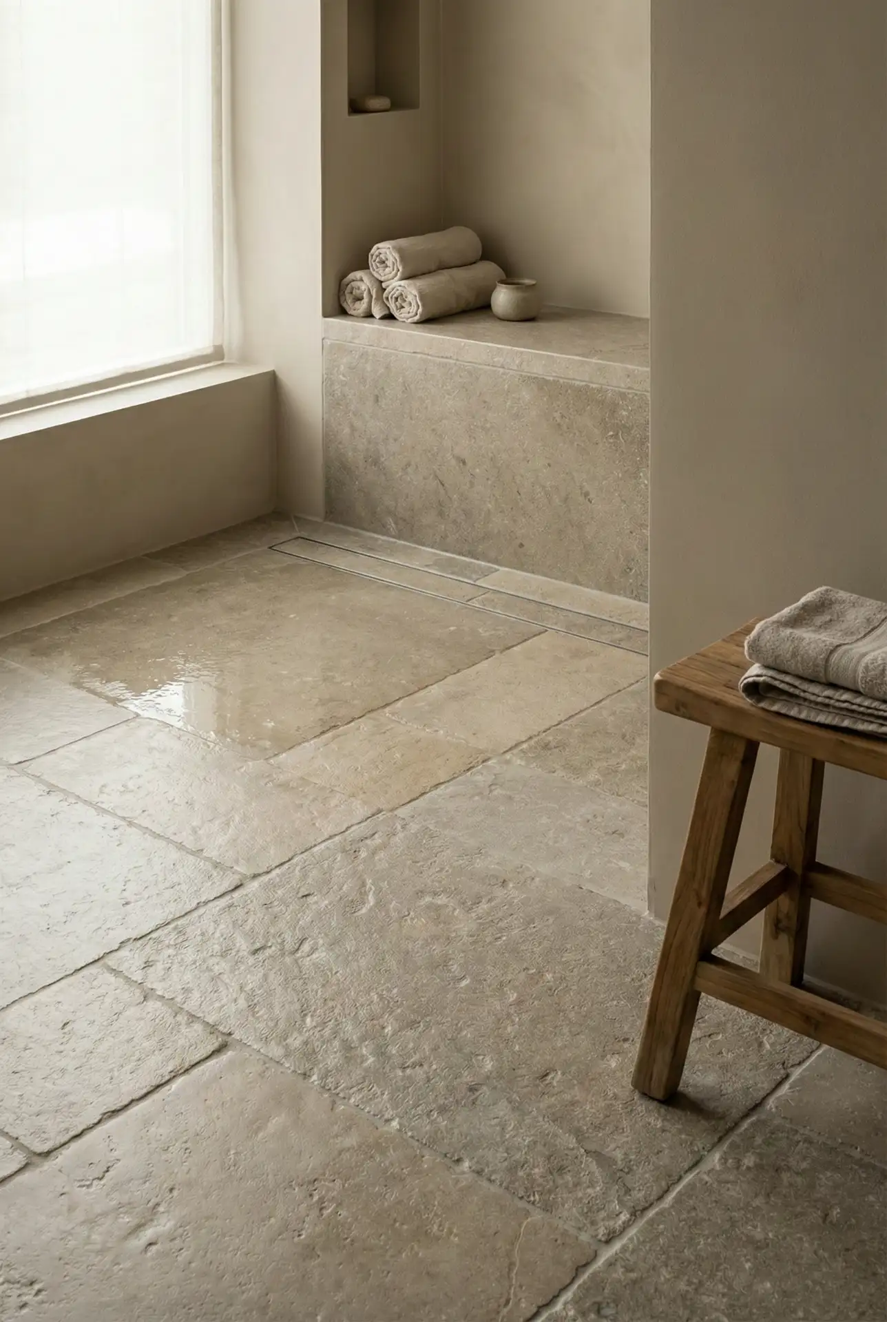 Stone Floor With A Warm Bench Niche 1