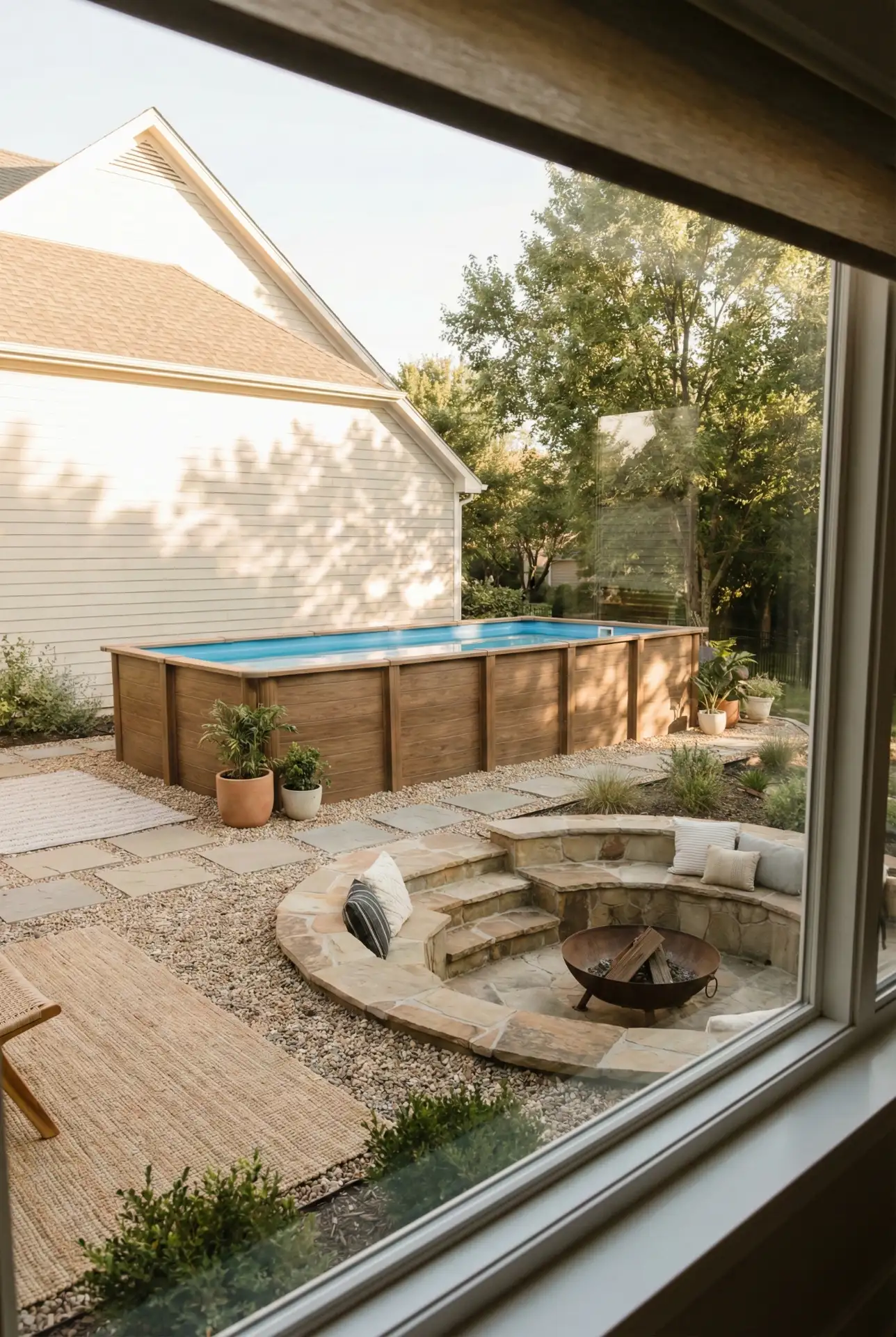 Sunken Fire-Pit Seating Pool Pairing 2