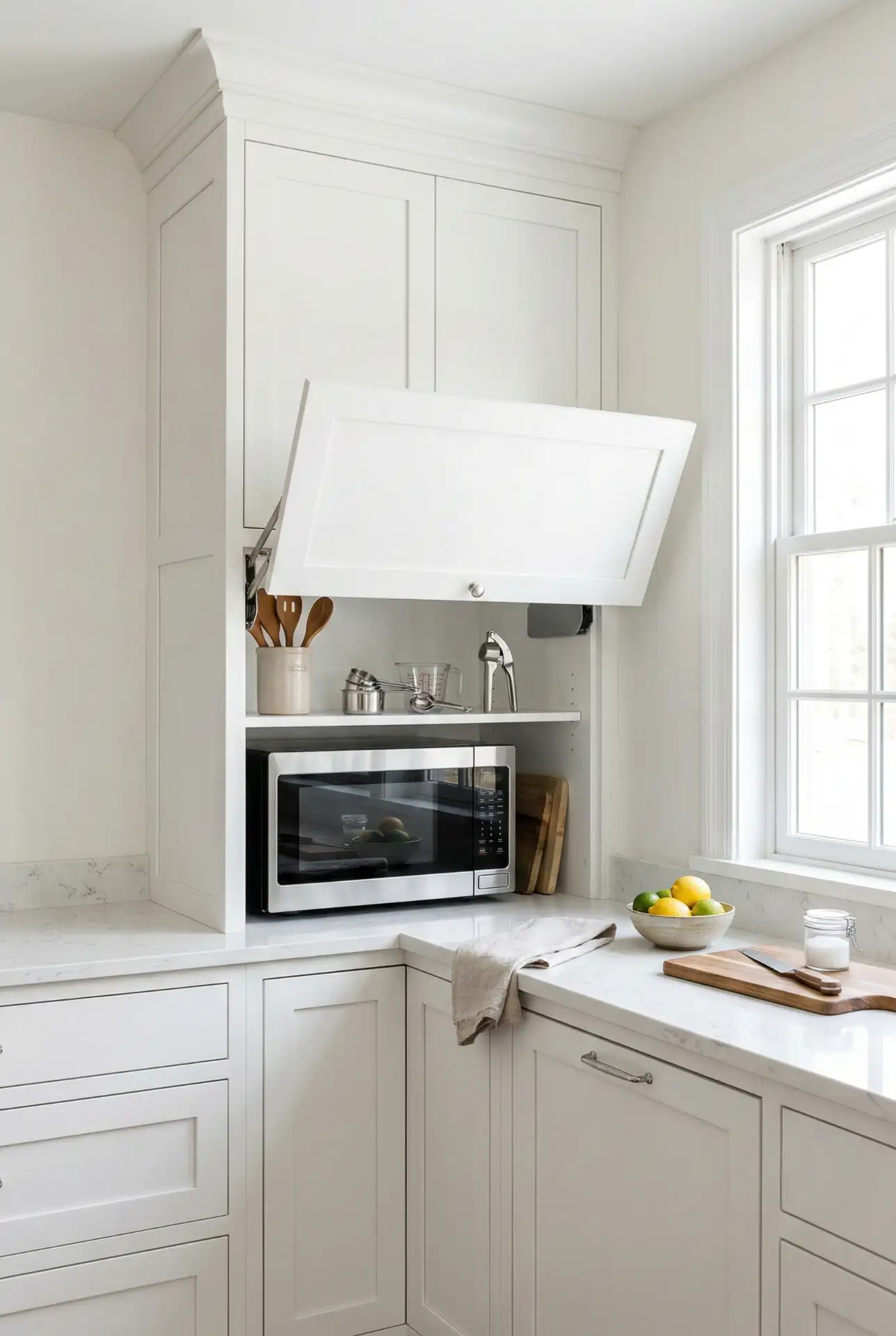 Tall Pantry Cabinet with Integrated Appliance Garage 2