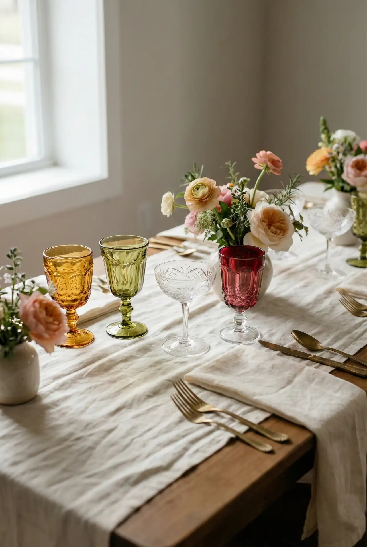 Thrifted Vintage Glassware Table Styling 1