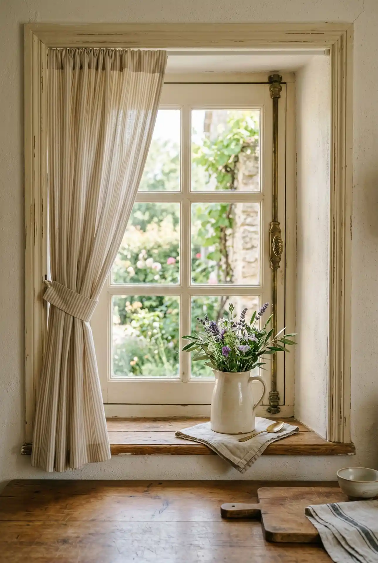 Tiny French Country Window With Vintage Hardware 1