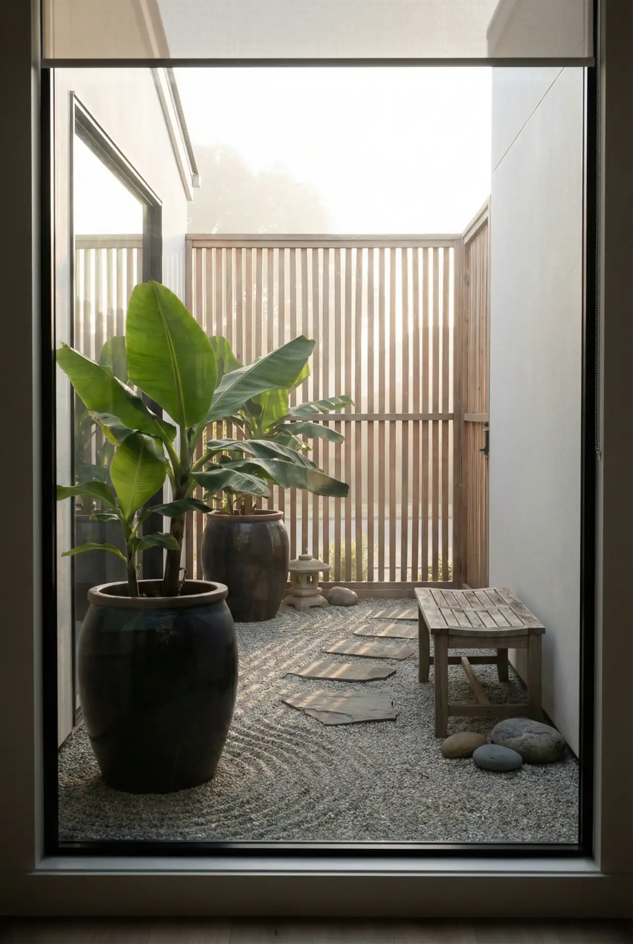 Tiny-Zen-Gravel-Garden-With-Tropical-Planters 2