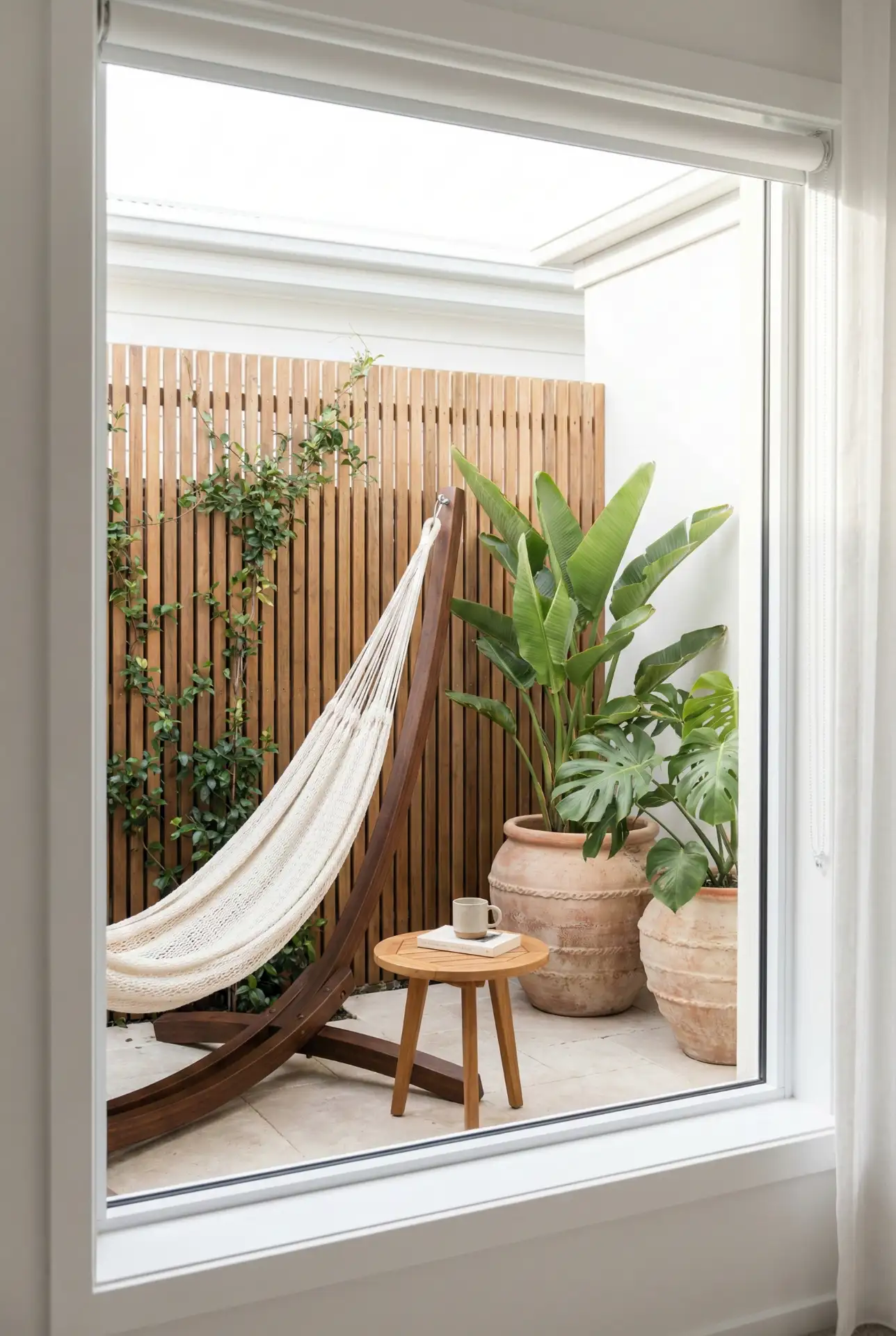 Tropical Tiny Corner With Hammock And Simple Privacy Screen 1