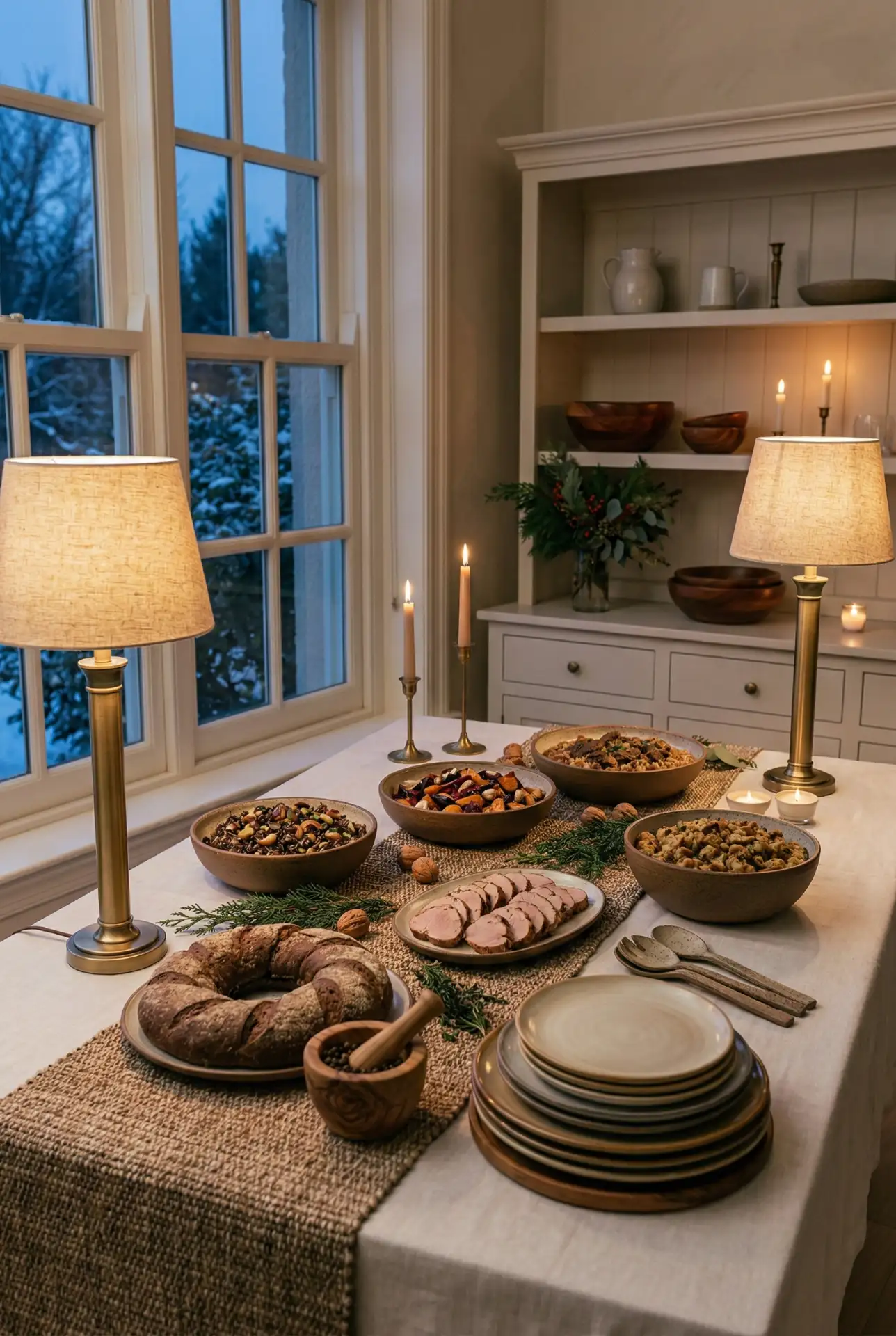Two-Lamp Buffet For Winter Events With Cozy Lighting 1