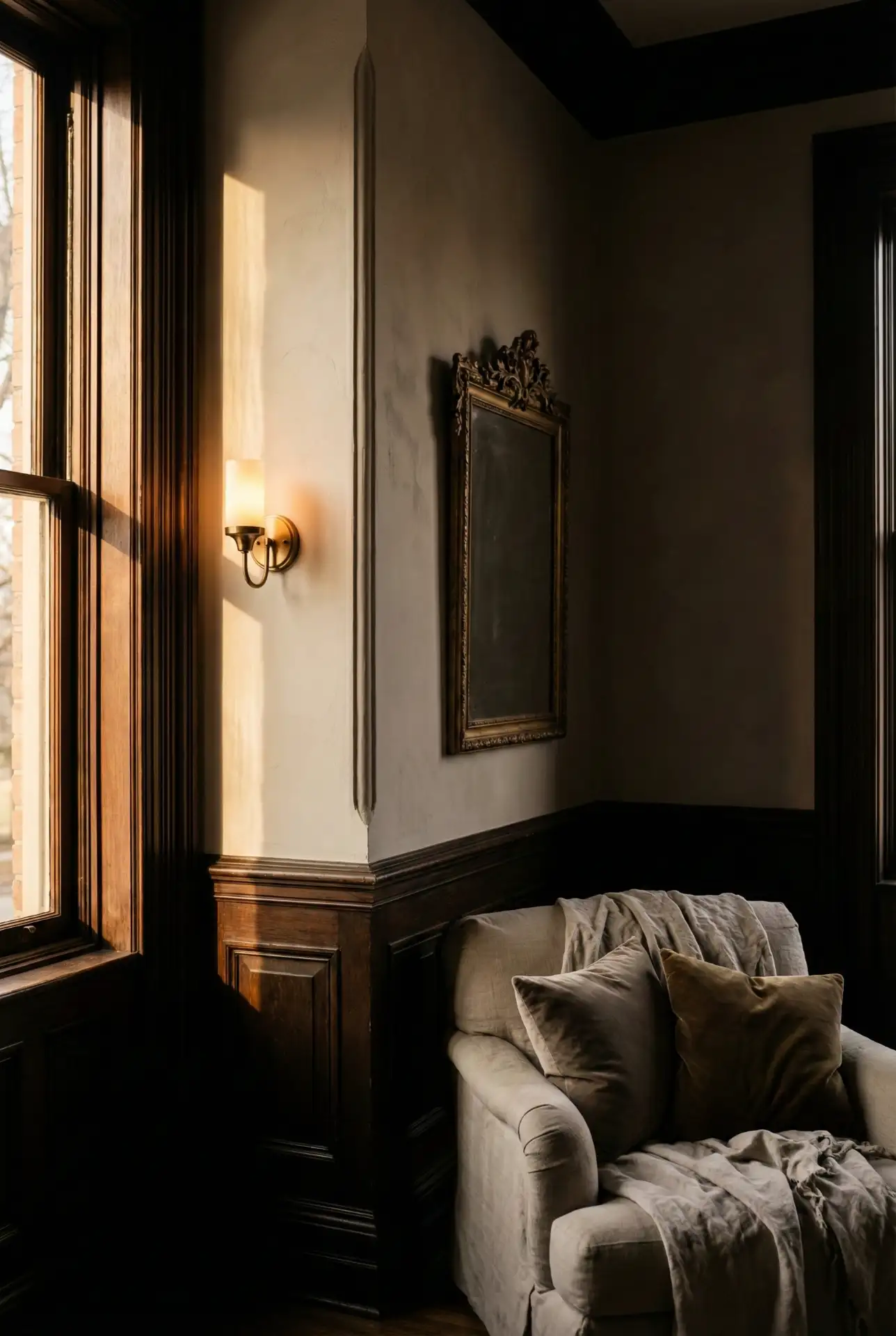 Victorian Wall Molding With Dark Trim 1