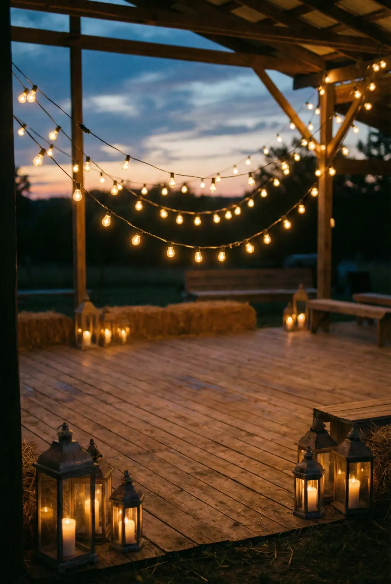 Western Backyard Dance Floor Under String Lights 2
