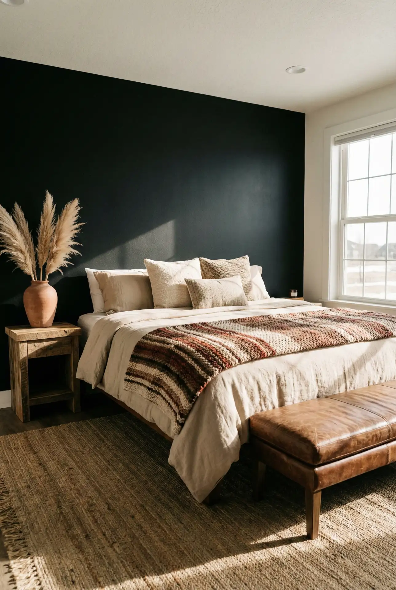 Western-Inspired Black Wall With Rustic Textures 1