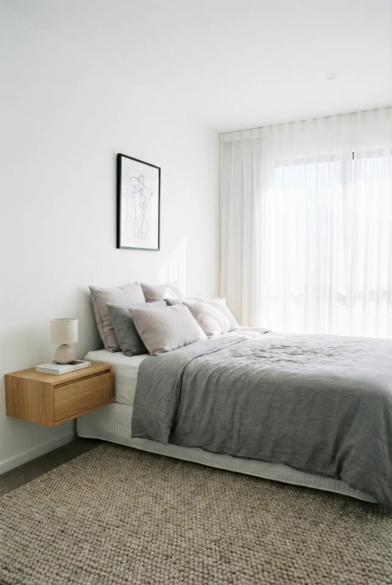 White Bedroom With Grey And Light Grey Pink Soft Modern Blend 2