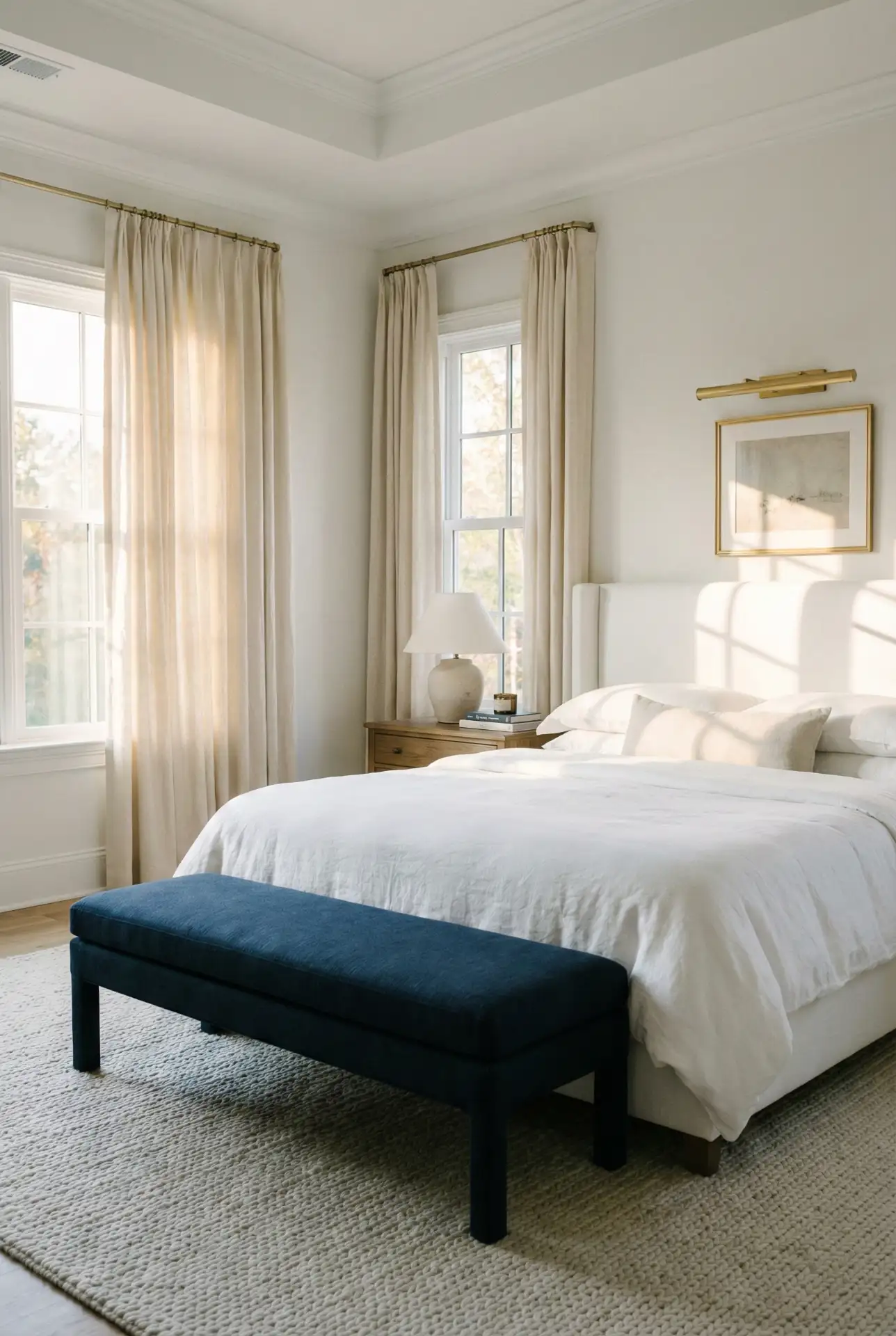 White Bedroom With Navy And Gold Boutique Classic Style 1