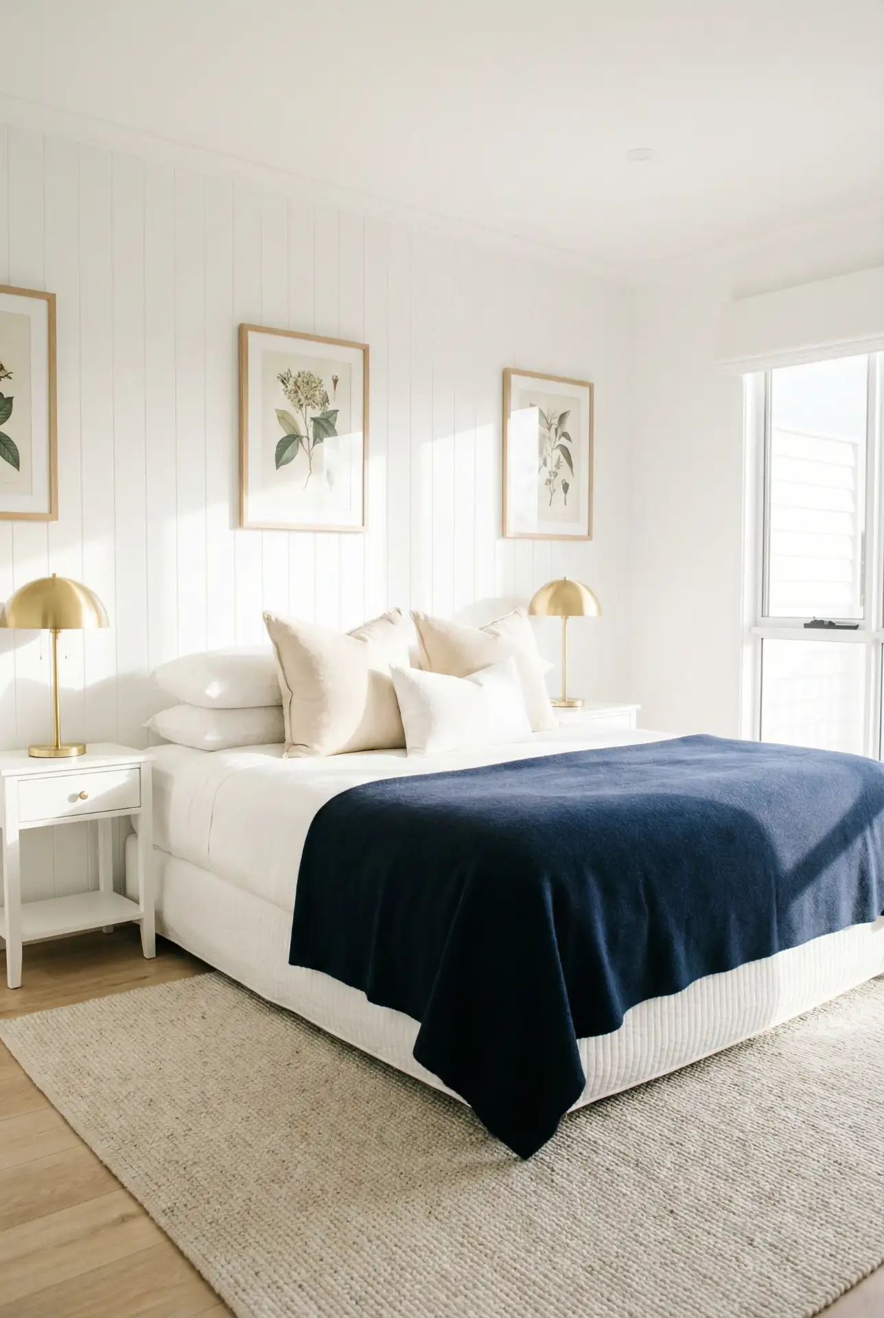 White Bedroom With Navy And Gold Boutique Classic Style 2