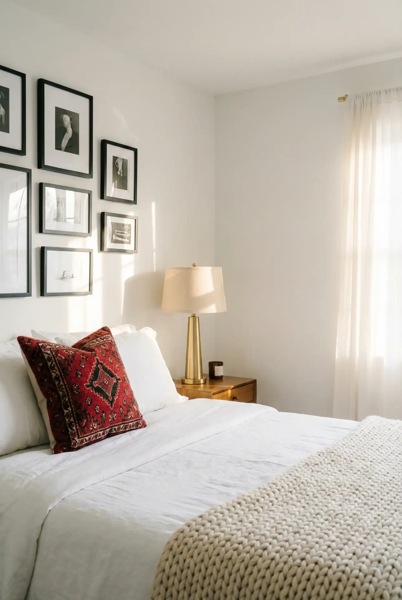 White Bedroom With Red Black And Gold Glam Art Moment 2