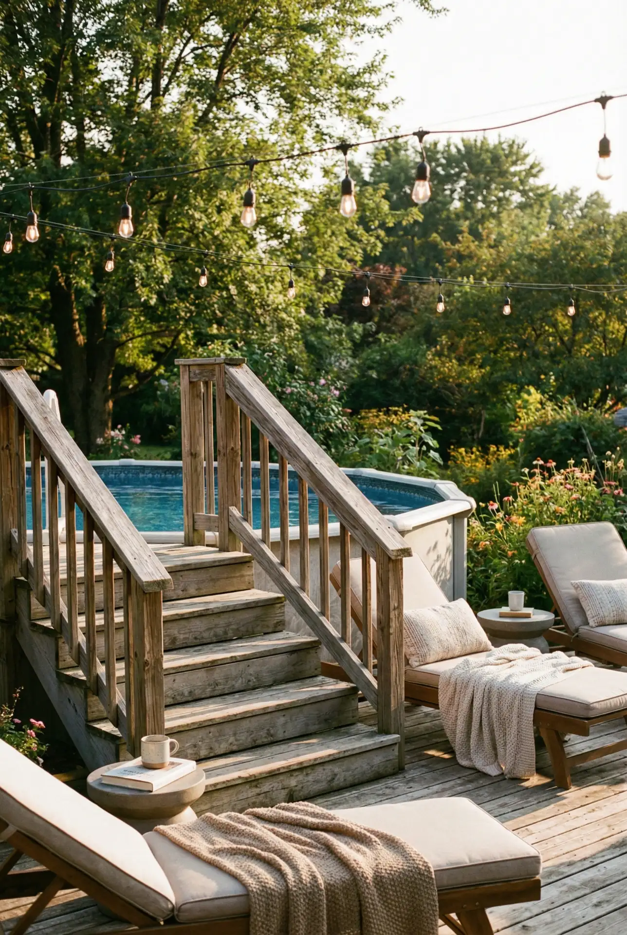 Wraparound Wooden Deck Pool Retreat 1