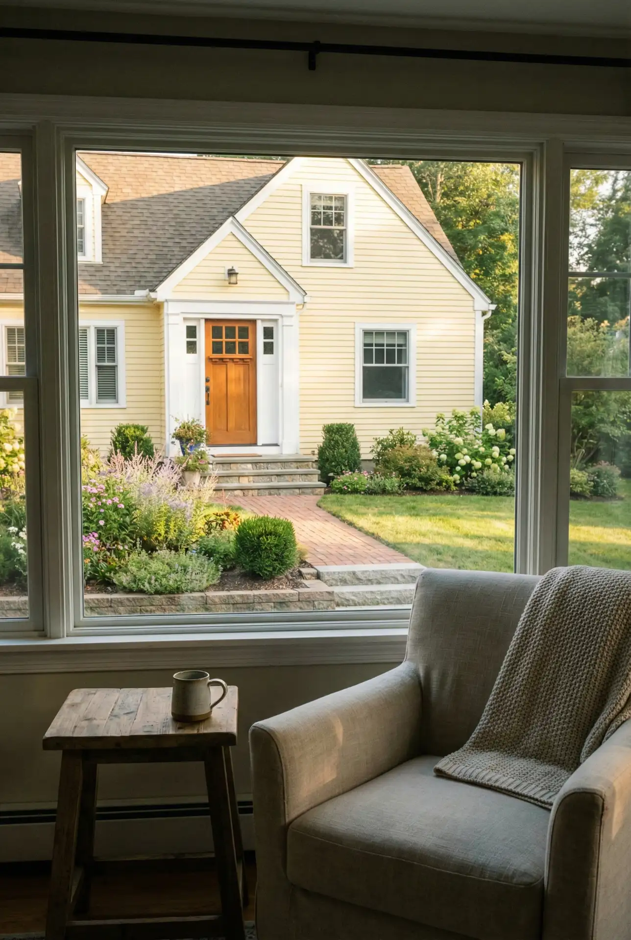 Yellow Cape With Stone Path For Cheerful Curb Appeal 2