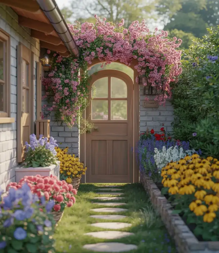Spring Cottage Flower Garden Entrance 1