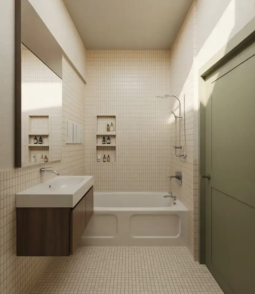 Affordable Small Full Bathroom With Smart Storage 1
