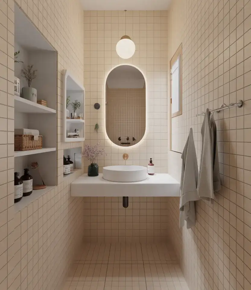 Affordable Tiny Bathroom With Vertical Storage 1