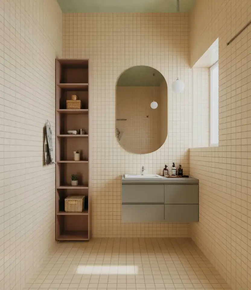Affordable Tiny Bathroom With Vertical Storage 2