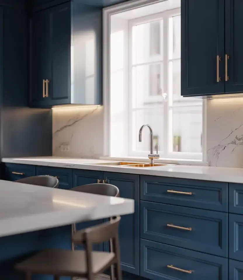 Blue Cabinet Statement Kitchen 2