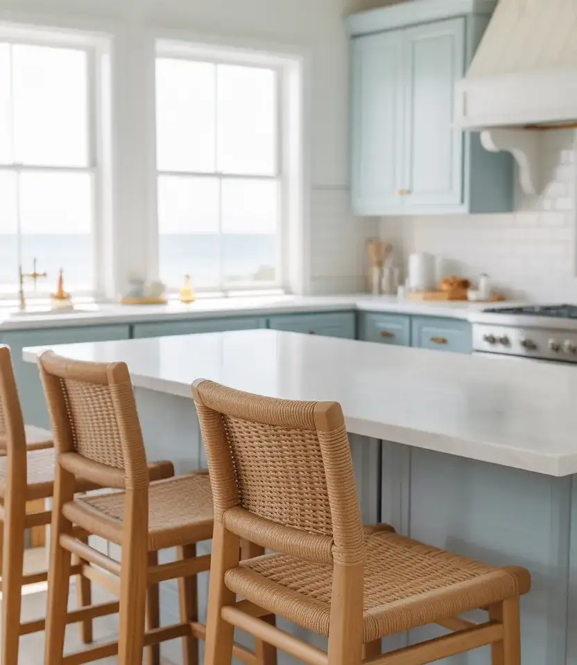 Blue Coastal Kitchen Cabinets 2